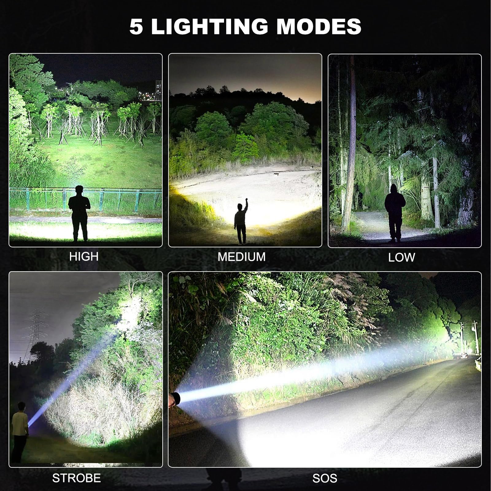 Lylting 4 Pack Rechargeable Led Flashlights High Lumens, 990,000Lm Super Bright Flashlight, Adjustable Powerful Flash Light With Usb Cable & 5 Modes, Waterproof Handheld Flashlight For Home Camping