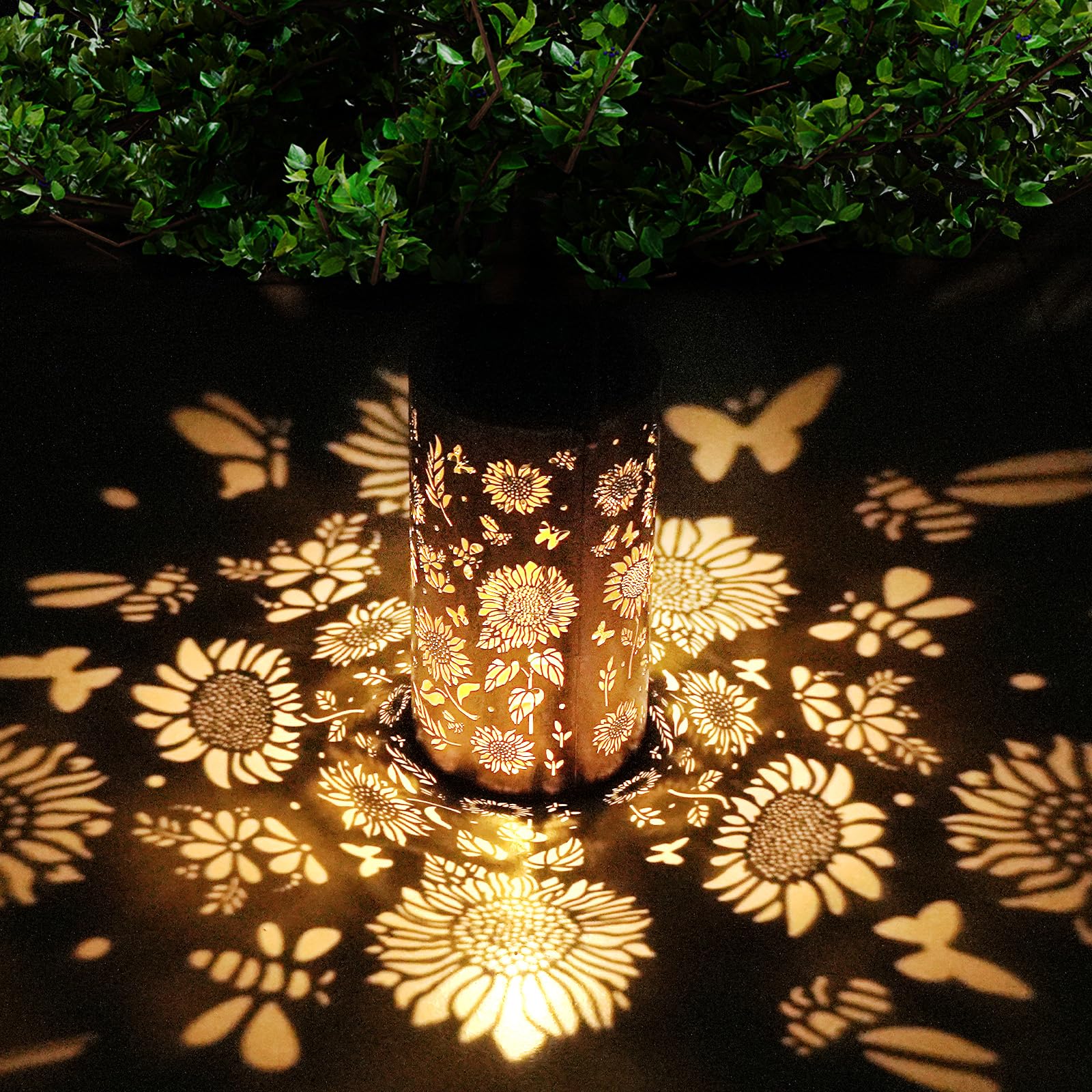 Egles Solar Lanterns Outdoor Waterproof - Unique Sunflower Design With Metal Frame, Long-Lasting Lights For Garden Decor - Perfect  For Women, Mom, Grandma, Patio & Yard