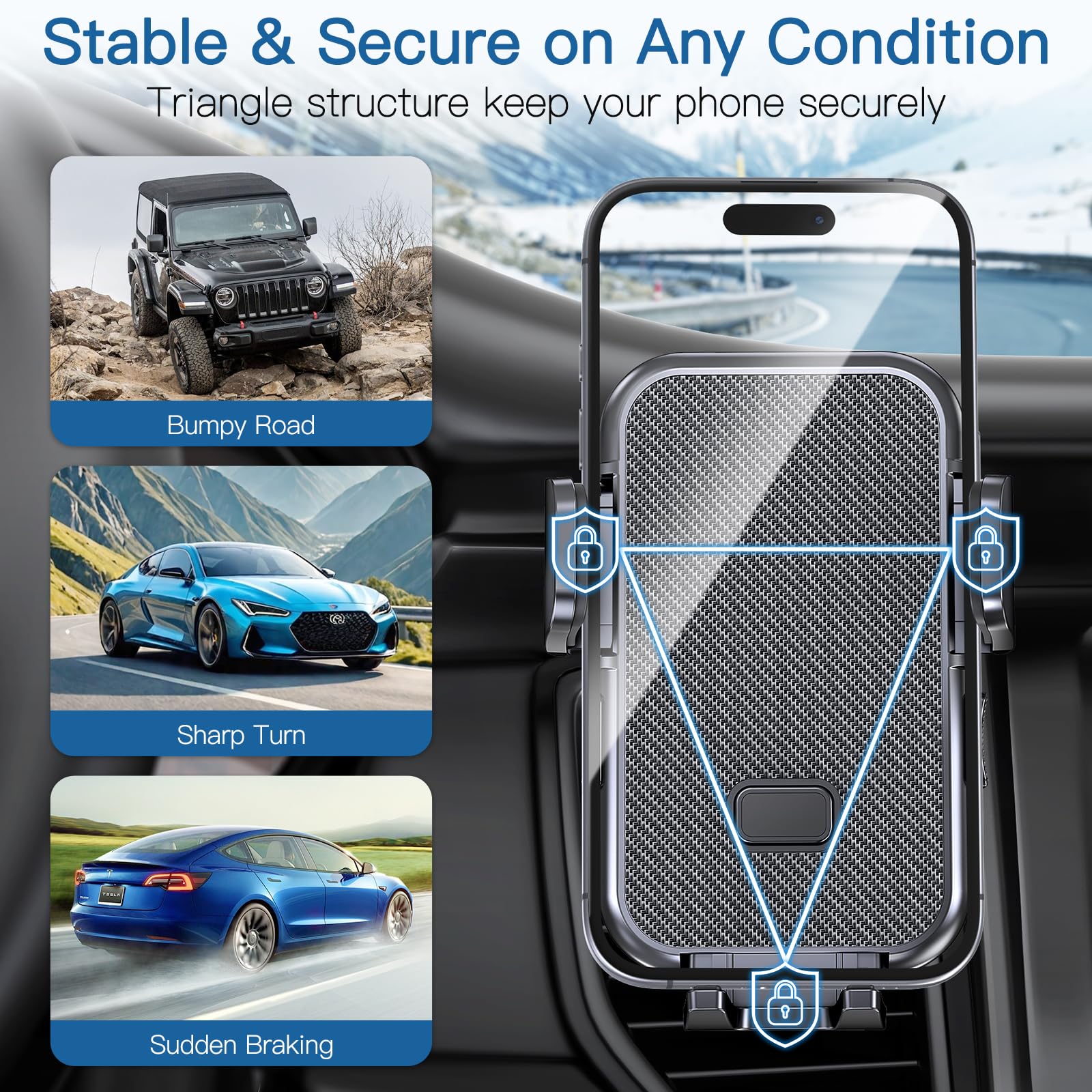Uniwit Car Air Vent Phone Mount,360°Rotation,Solid & Steady,Auto-Clamping,Easy Installtion,Car Phone Holder,Compatible For All Iphone Series And Other 4-7 Inchs Cellphone.