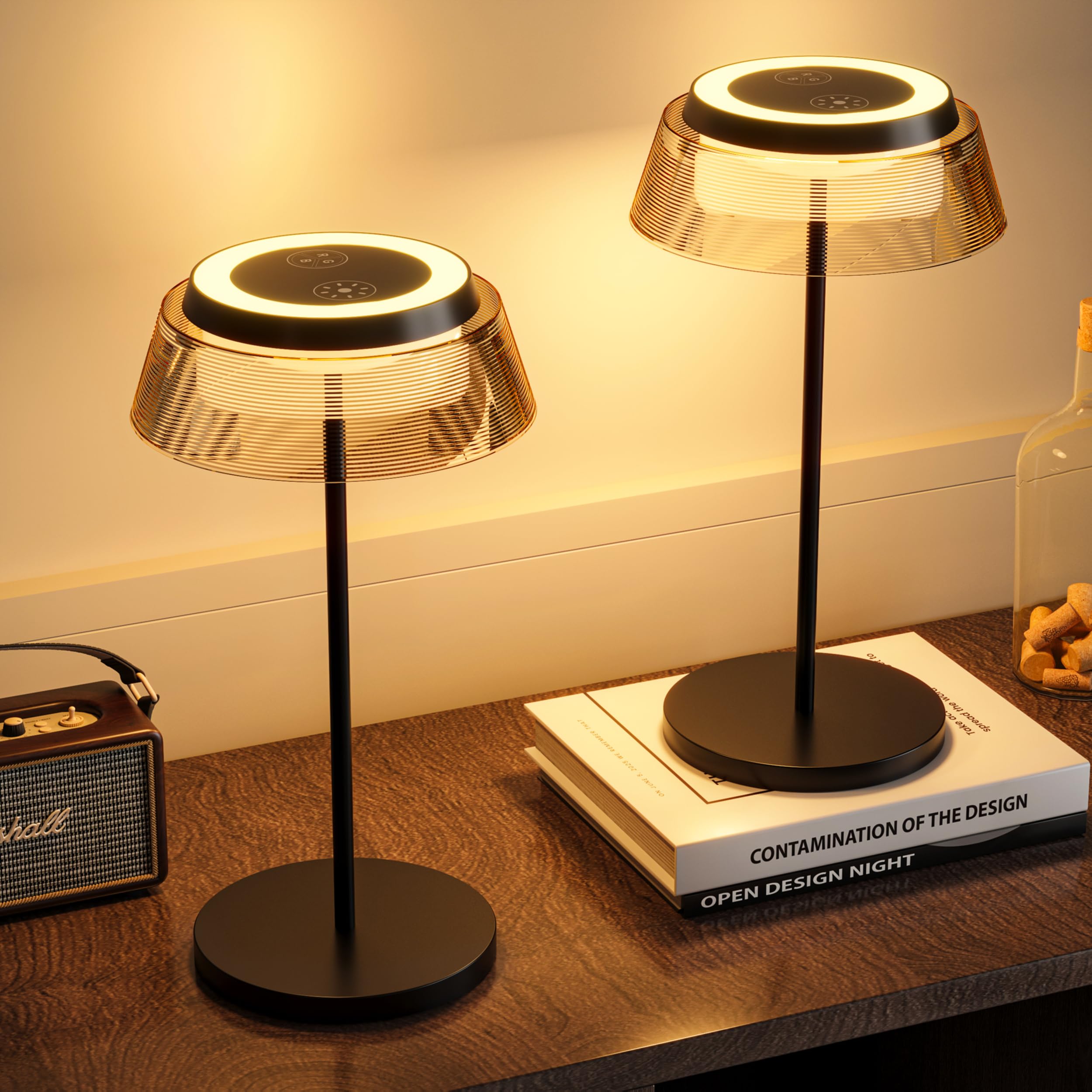 Rootro Table Lamp Set Of 2 Rechargeable Cordless Desk Lamp 5500Mah Battery Operated Waterproof Portable Usbc Led Nightstand Lamp 3 Color Dimmable Touch Night Light For Bedroom Restaurant Party Outdoor