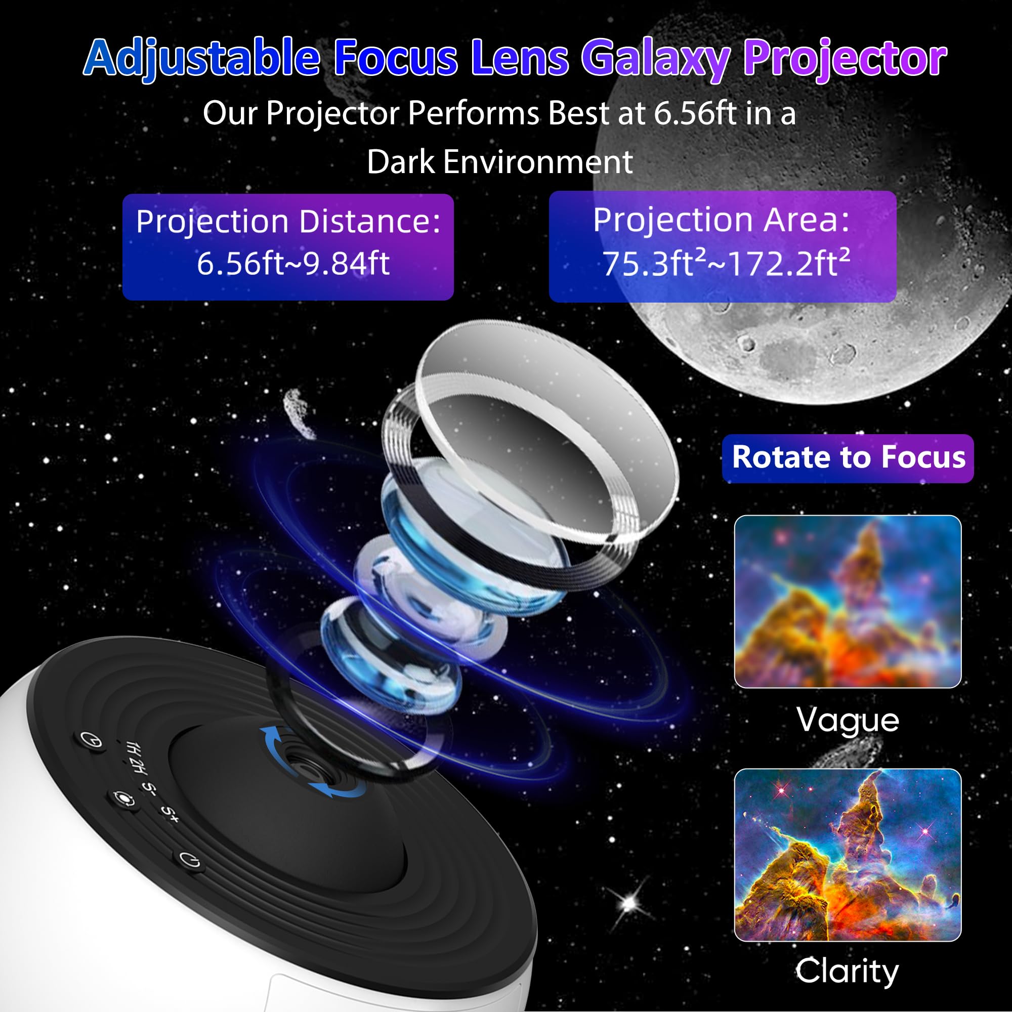 Xeefeel Galaxy Projector For Bedroom, 13 In 1 Hd Star Projector Galaxy Light, 360° Rotating Planetarium Projectors With Timer And Simple 3 Button Control For Kids, Ceiling, , Room Decor