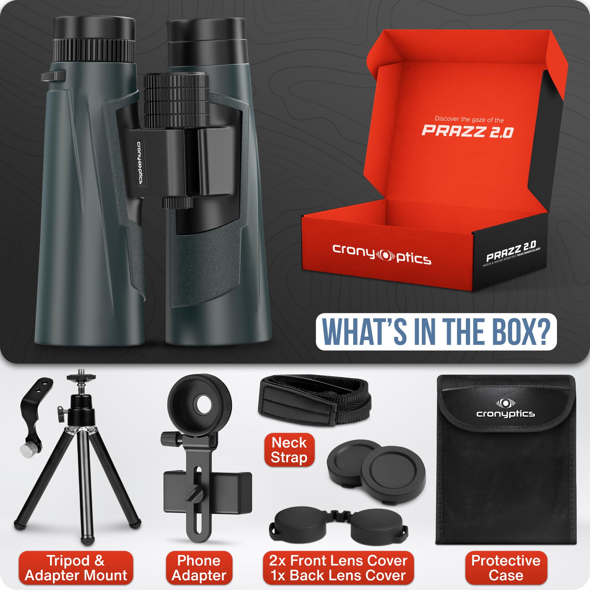 Cronyoptics Binoculars For Bird Watching - 8X42 Binoculars For Adults Birding Kit - Binoculares Profesionales De Largo Alcance
