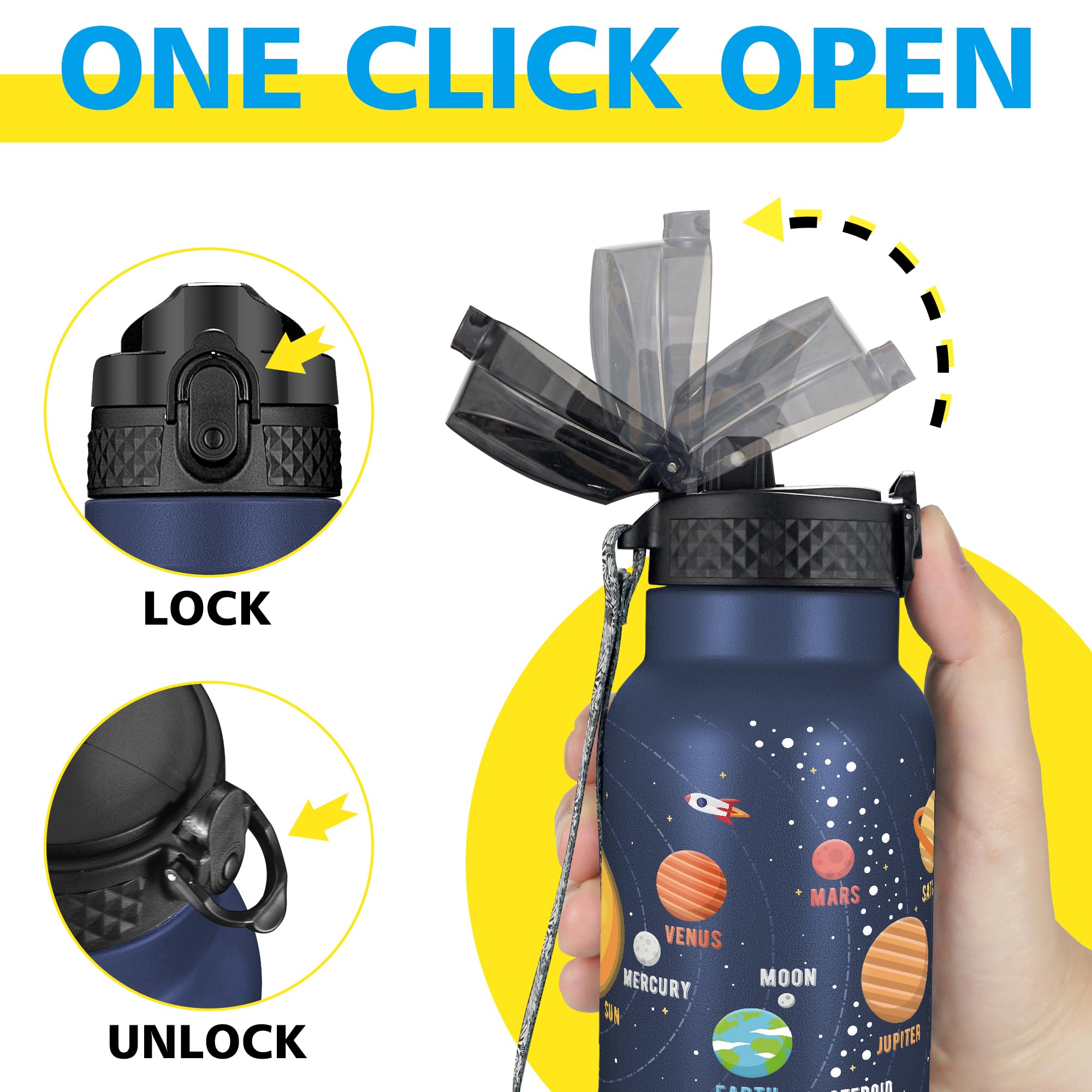 Han'S Bottle Kids Water Bottle With Straw Lid - Insulated Stainless Steel Reusable Tumbler For Girl
