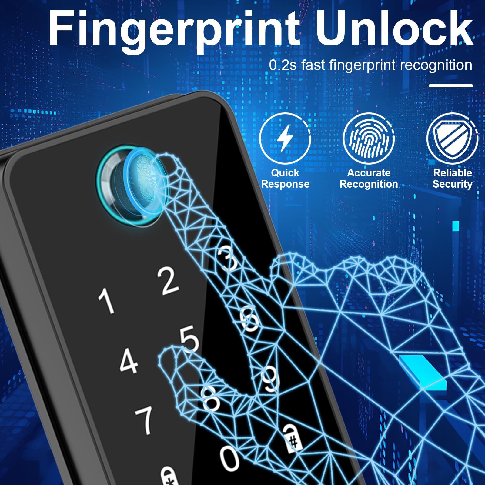 Icamdoor Smart Lock, Fingerprint Deadbolt, Smart Fingerprint Deadbolt, Keyless Entry Door Lock, Bluetooth Digital Locks For Bedroom, Front Door, Office, Apartment