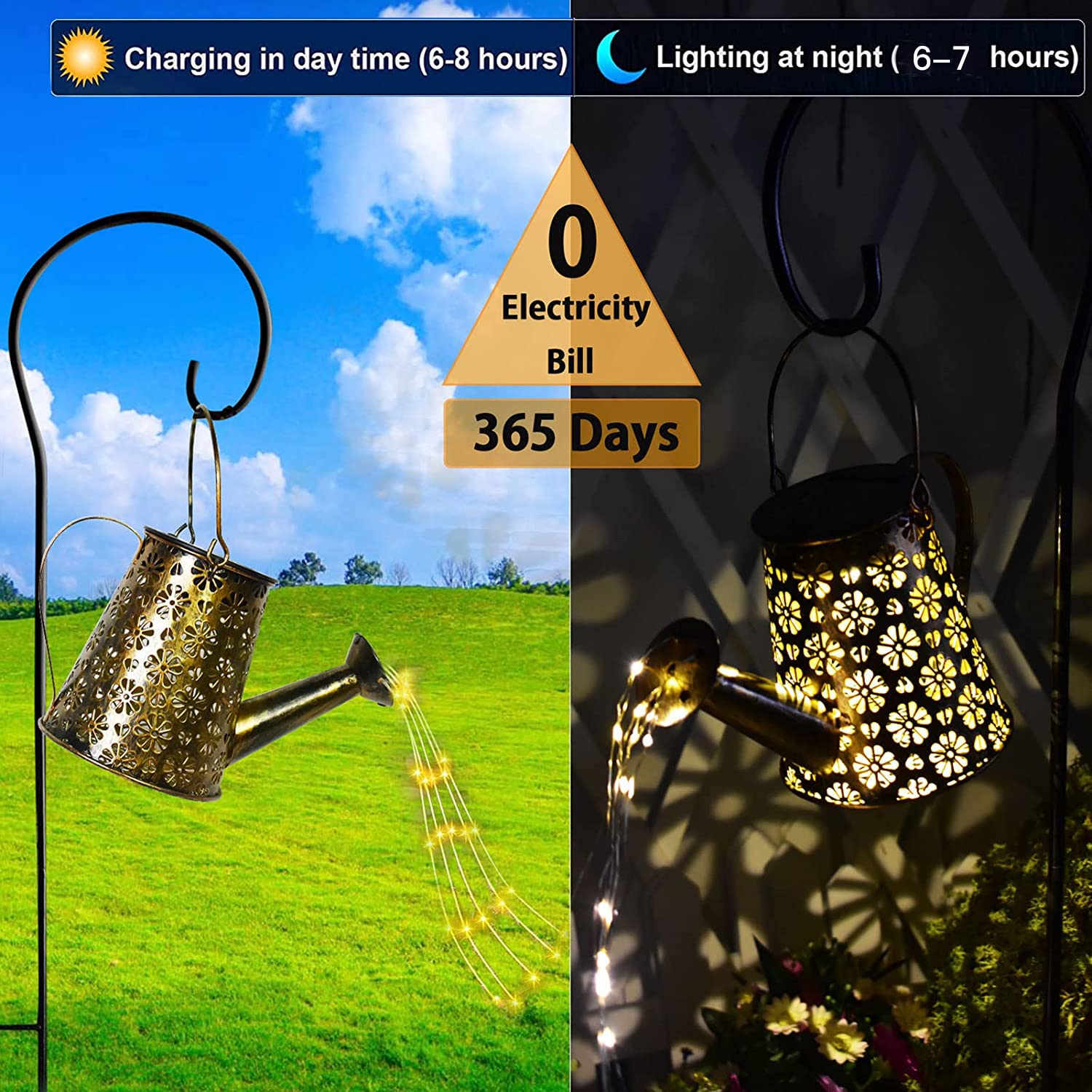 Nepivel Solar Watering Can With Lights Outdoor,Hanging Solar Lantern,Metal Waterproof Garden Lights Decorations Gift For Table Patio Yards Pathway Party, Yard Decorations Outdoor