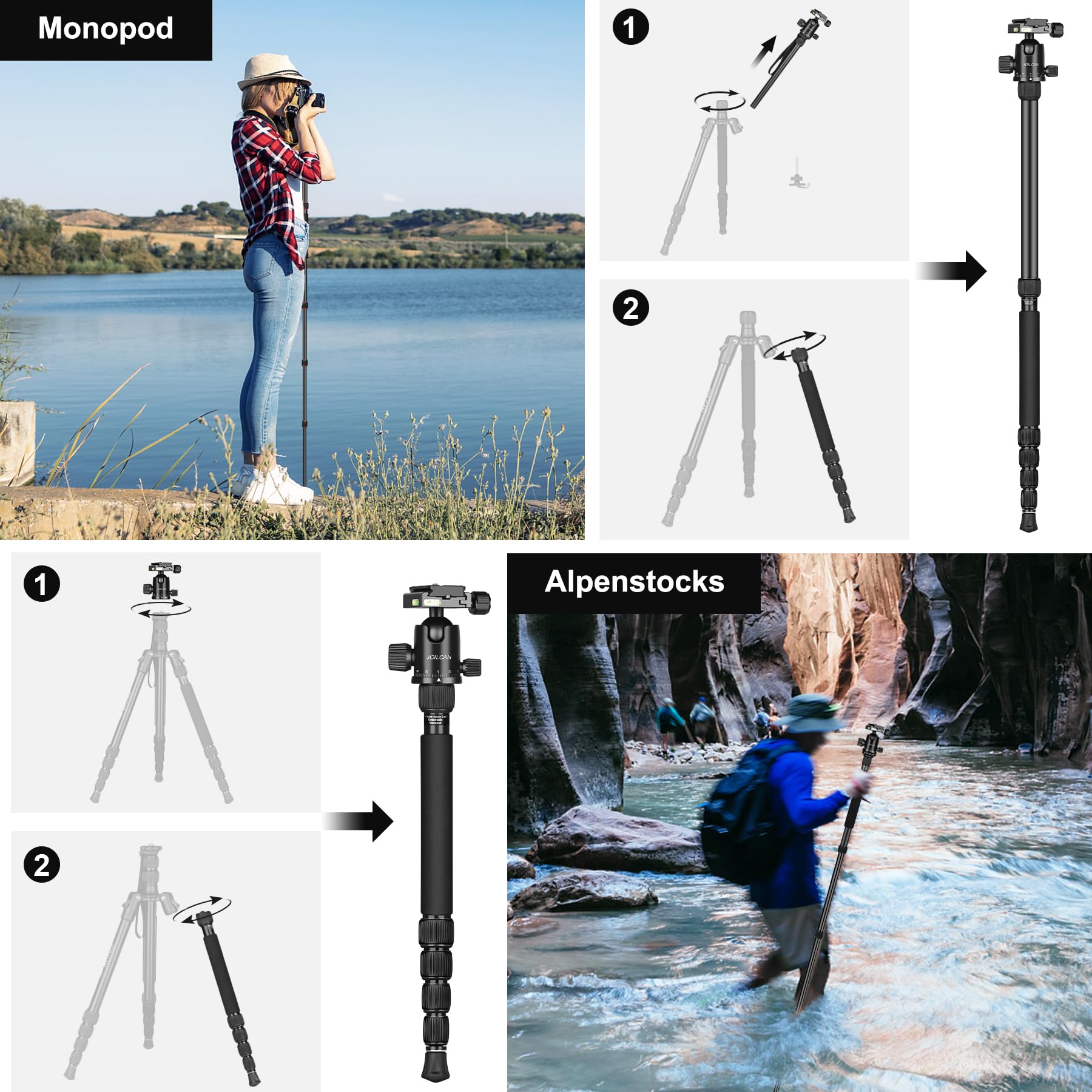 Victiv 80/85 Inches Heavy Duty Tripod For Camera And Phone, 85" Camera Monopod Tripods, Dslr Binoculars Spotting Scope Camcorders Video Tripod Stand, 360 Degree Ball Head, 35 Lbs Loads