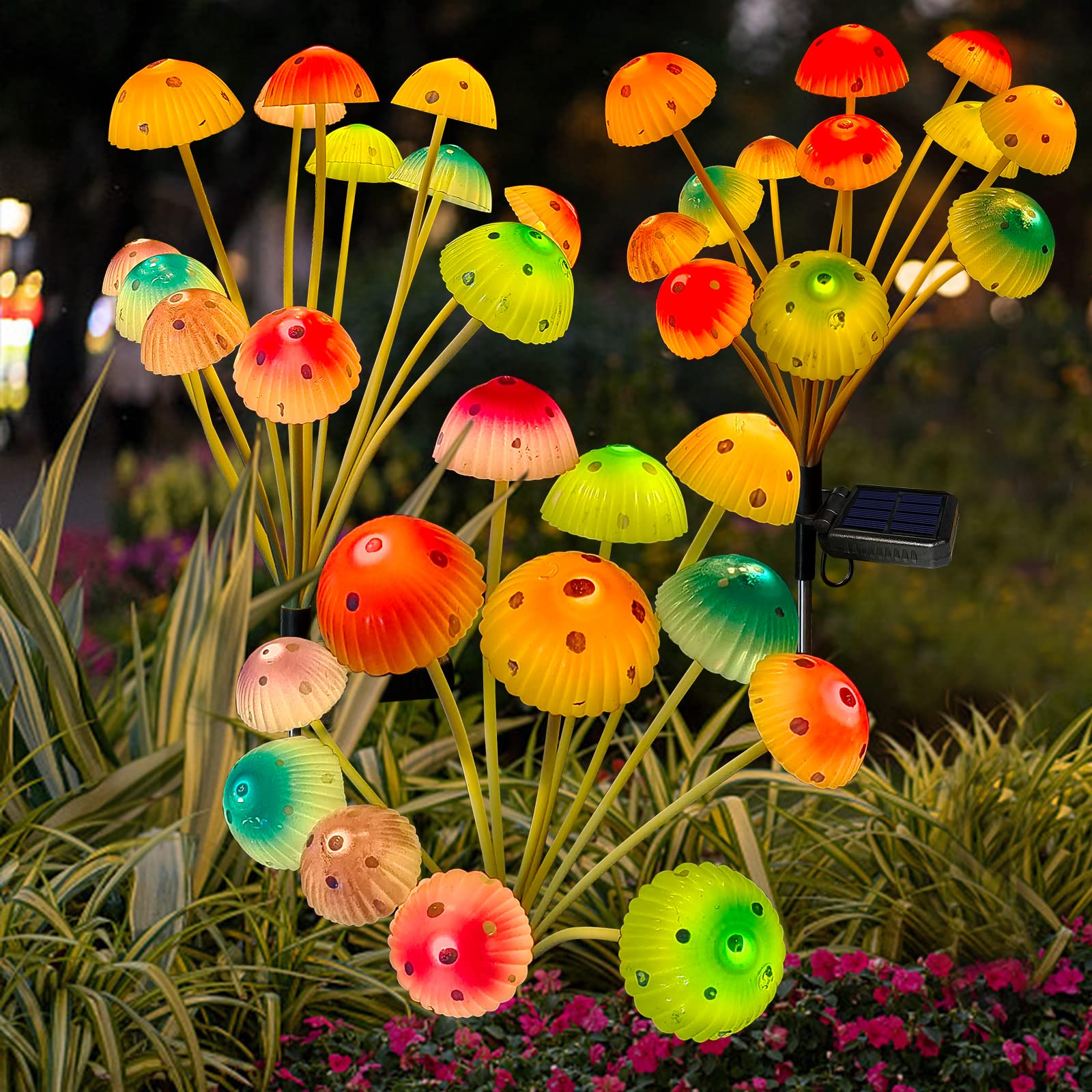 Kohlrabi Solar Garden Lights, 2 Pack Solar Mushroom Lights Outdoor,  For Woman Mom Grandmom Mothers Day, 24Led Mushroom Flower Light Yard Decor Outside Waterproof For Lawn Front Porch Patio
