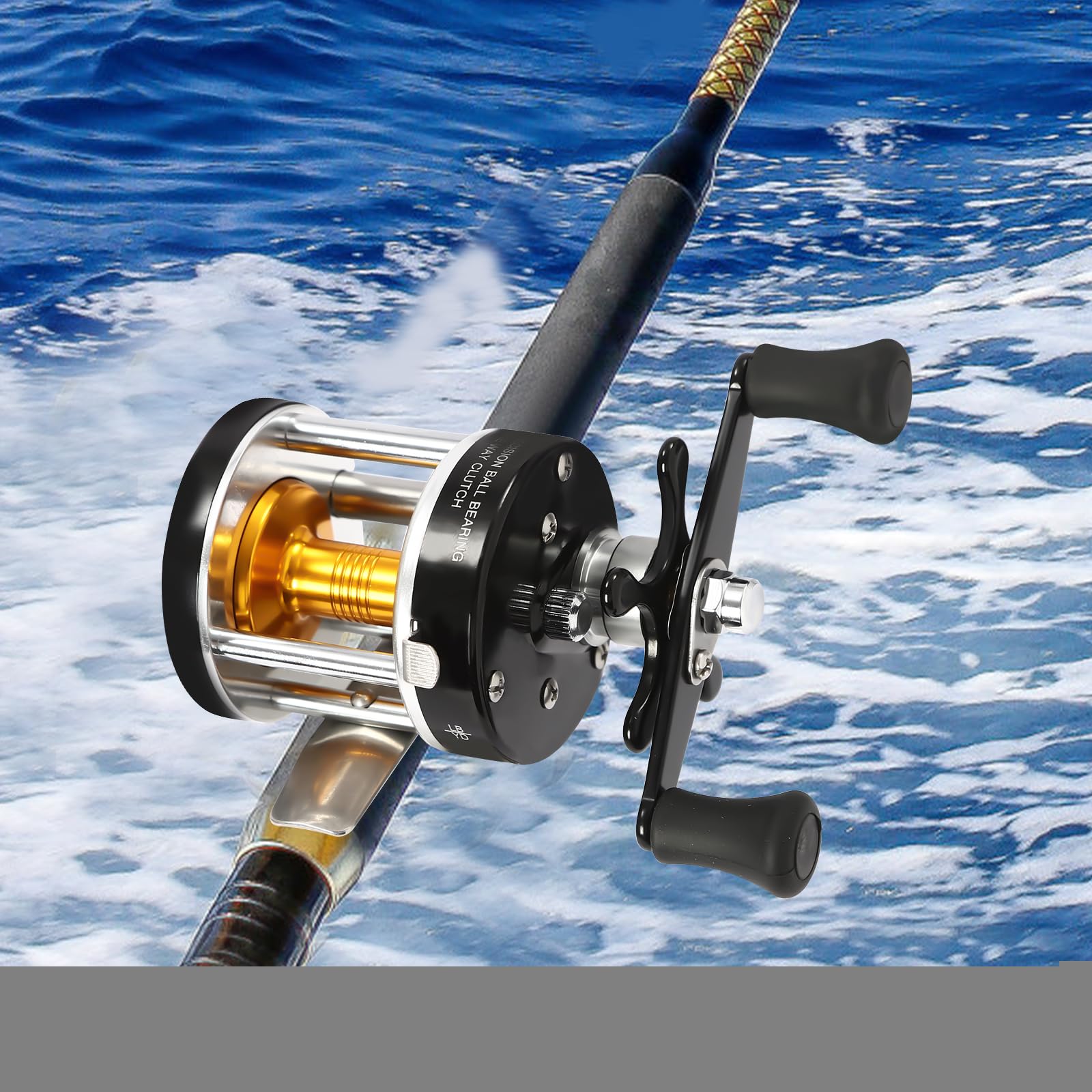 Riahneah #25 Round Baitcasting Reel, Anti-Reverse Conventional Reel For Catfish With Practical Sound Switch & 2 Non-Slip Eva Handles,Baitcasting Fishing Reel For Catfish,Salmon,Eel,Striped Bass,Tuna