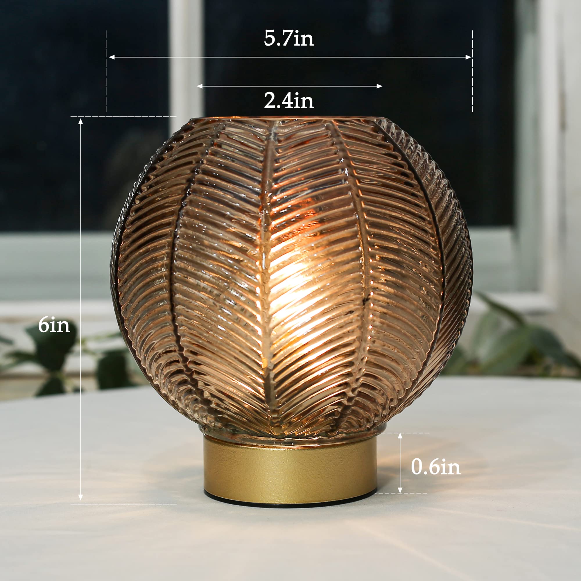 Lusharbor Battery Operated Lamp With Timer, Cordless Table Lamps With Bulb, Battery Powered Light, Small Lamps For Living Room Decorative Bedside For Corner Bedroom-Amber