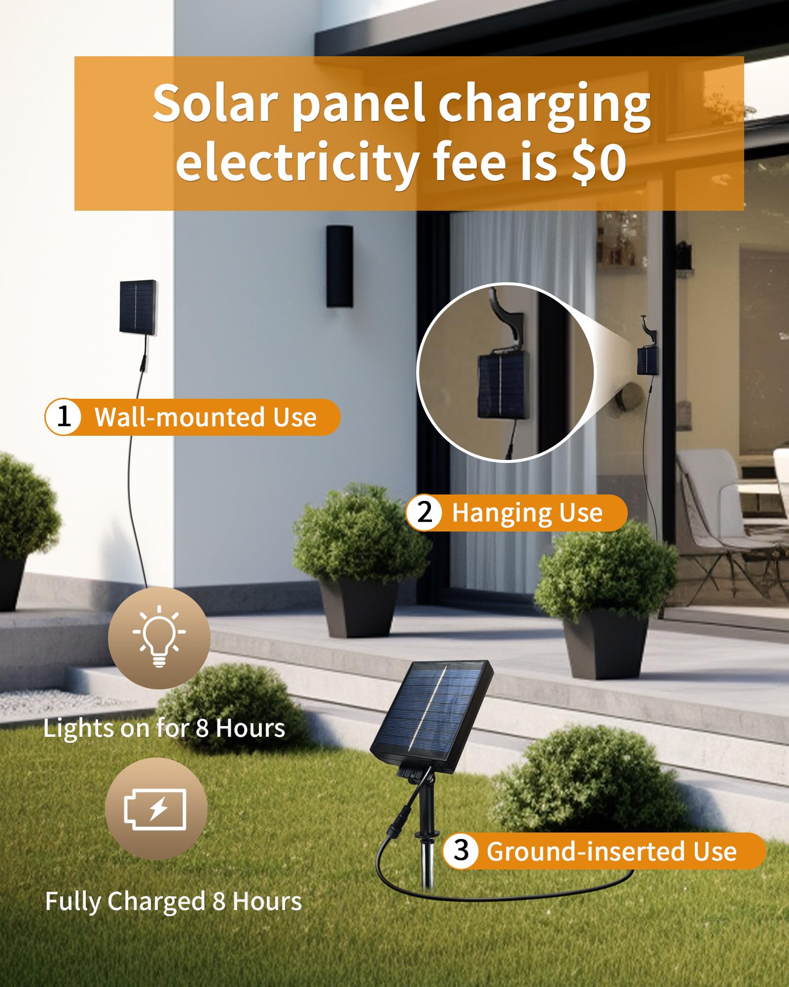 Raylume Solar Led Strip Lights Outdoor 16.4 Ft, 300 Led String Lights With Remote,8 Lighting Mode Auto On Or Off Solar & Usb Powered Rope Lights Ip66 Waterproof For House, Garden, Deck, Patio, Step Decoration