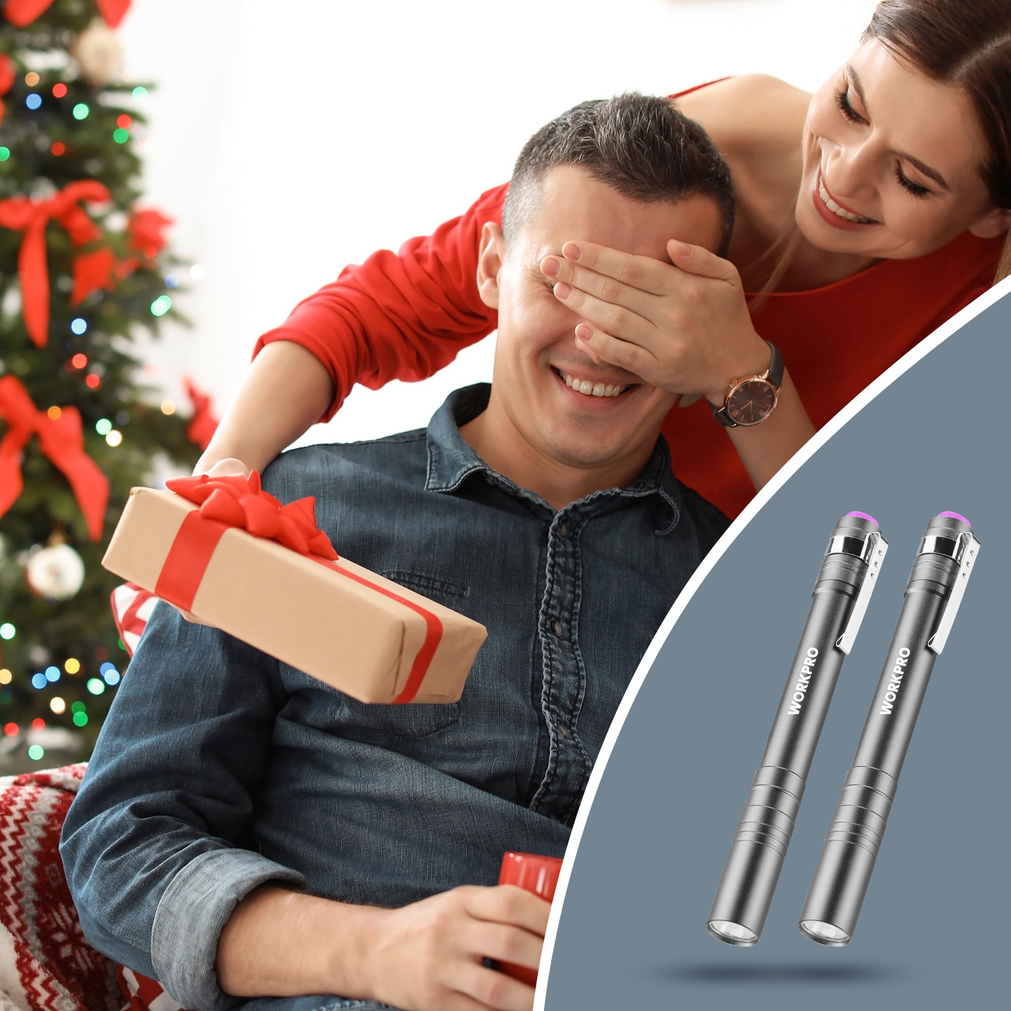 Workpro Uv Black Light Flashlight, 2-Pack 365Nm Uv Pen Light With Clip, Mini Ultraviolet Flashlight For Leak, Pet Urine, Scorpion, Hotel Inspection, Dry Stain And Bed Bug