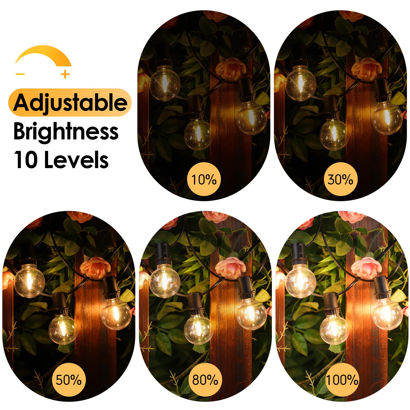 Mlambert 48Ft Solar String Lights With Remote, Outdoor Waterproof Patio Lights With 18 Led Shatterproof G40 Bulbs(1 Spare) For Backyard-Black Wire