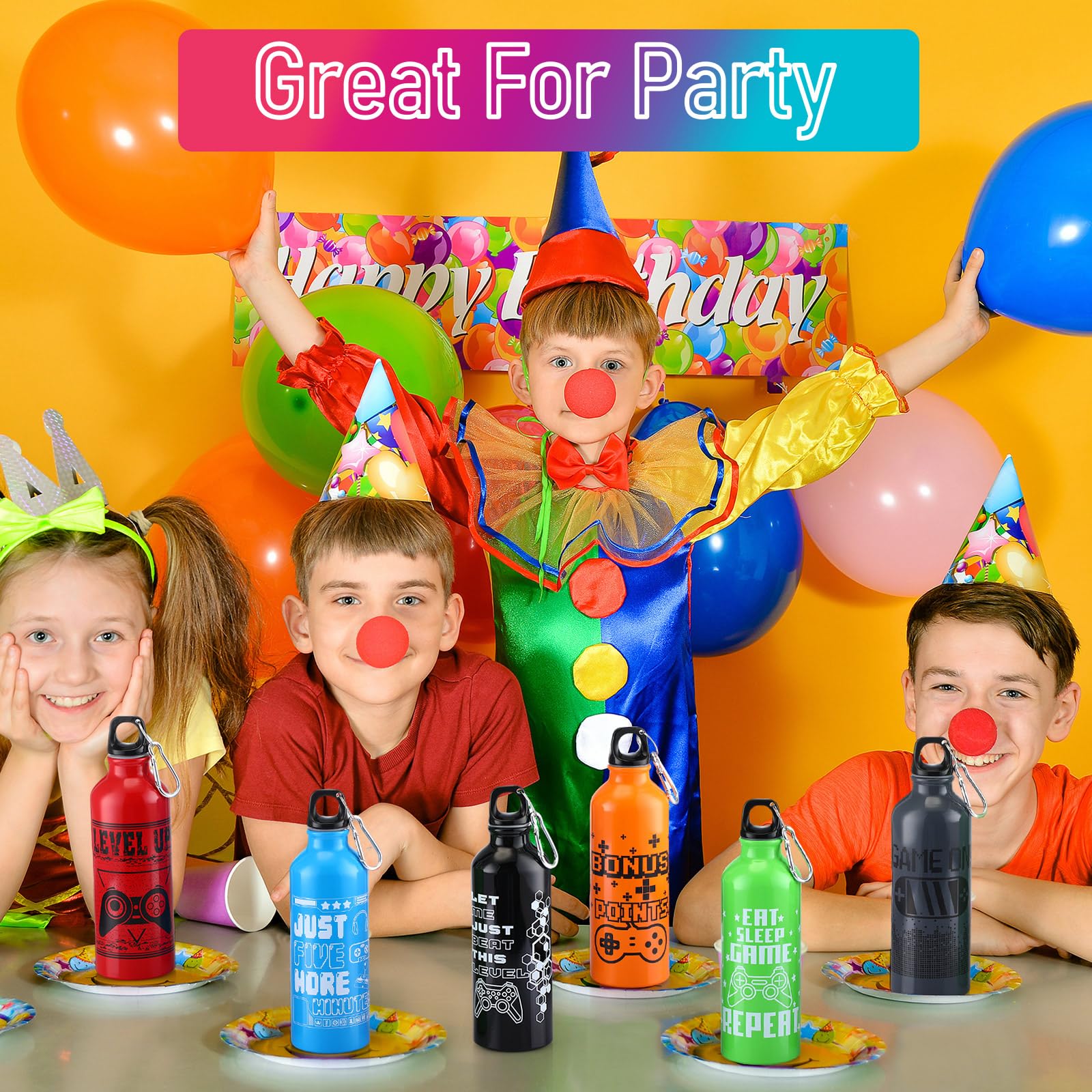 24 Pcs 17Oz Gaming Water Bottle Sports Insulated Water Bottles With Hook Clip Funny Quotes Aluminum