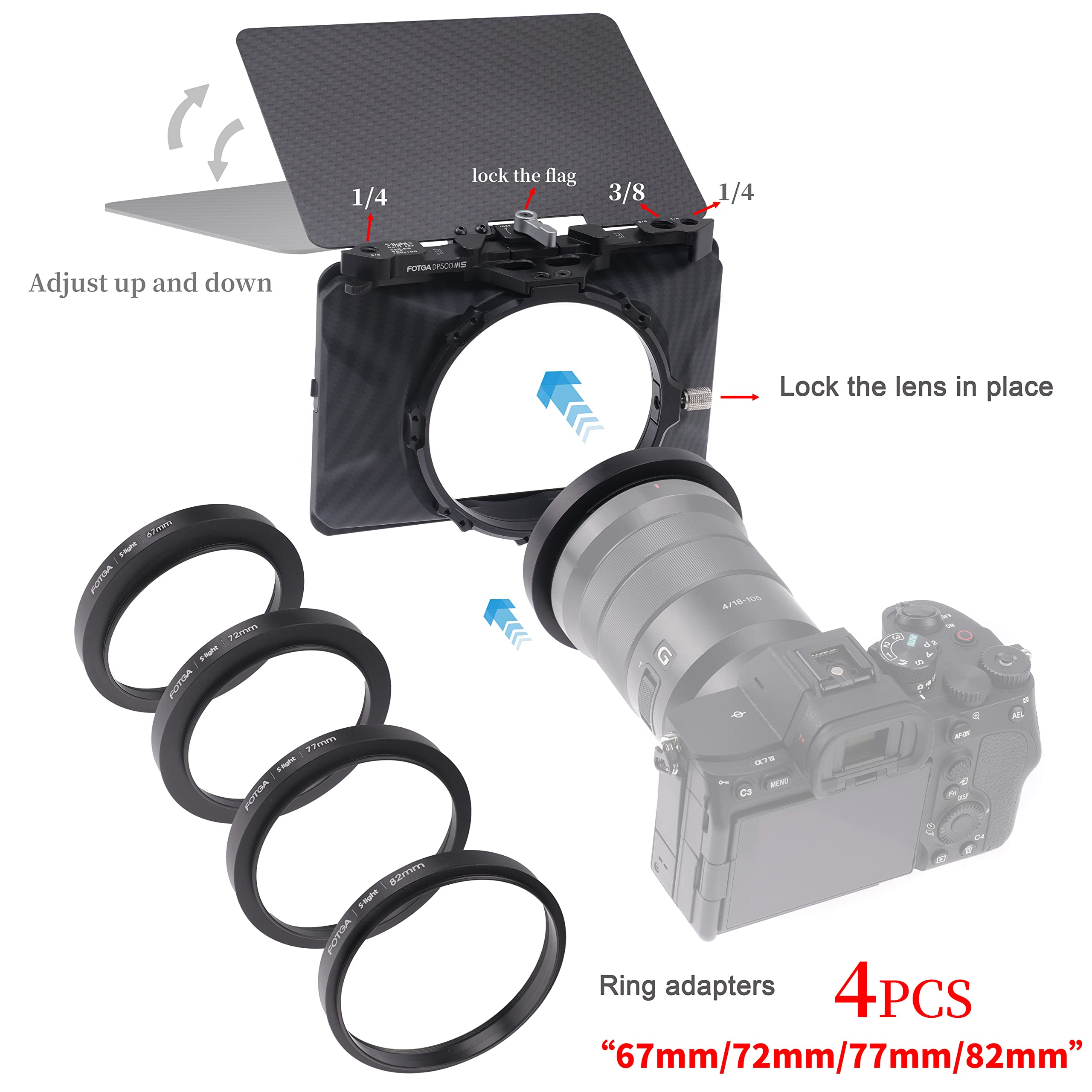 Fotga Compact 15Mm Rail Follow Focus + Mini Matte Box For Z8 Z9 A7Riii A7Rv R5 R8 Zfc S5 Ii Dslr Mirrorless Cinema Video Camera Making Video Filmmaking