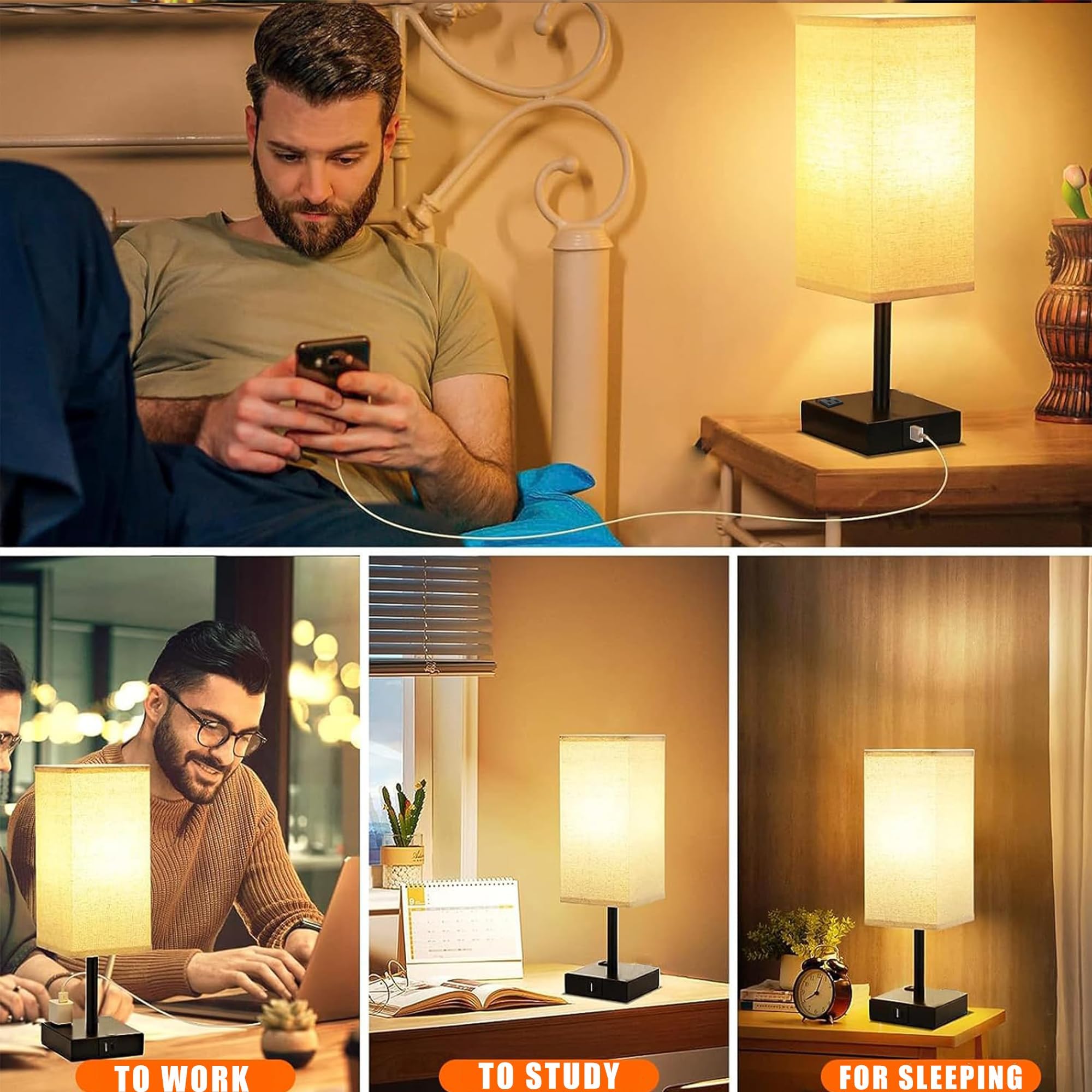 Rytabee Bedside Table Lamp,3000/4000/5000K Small，Nightstand Lamp With 3 Color Modes By Pull Chain，Small Nightstand Lamp For Bedroom,Living Room,Office(Led Bulb Included)