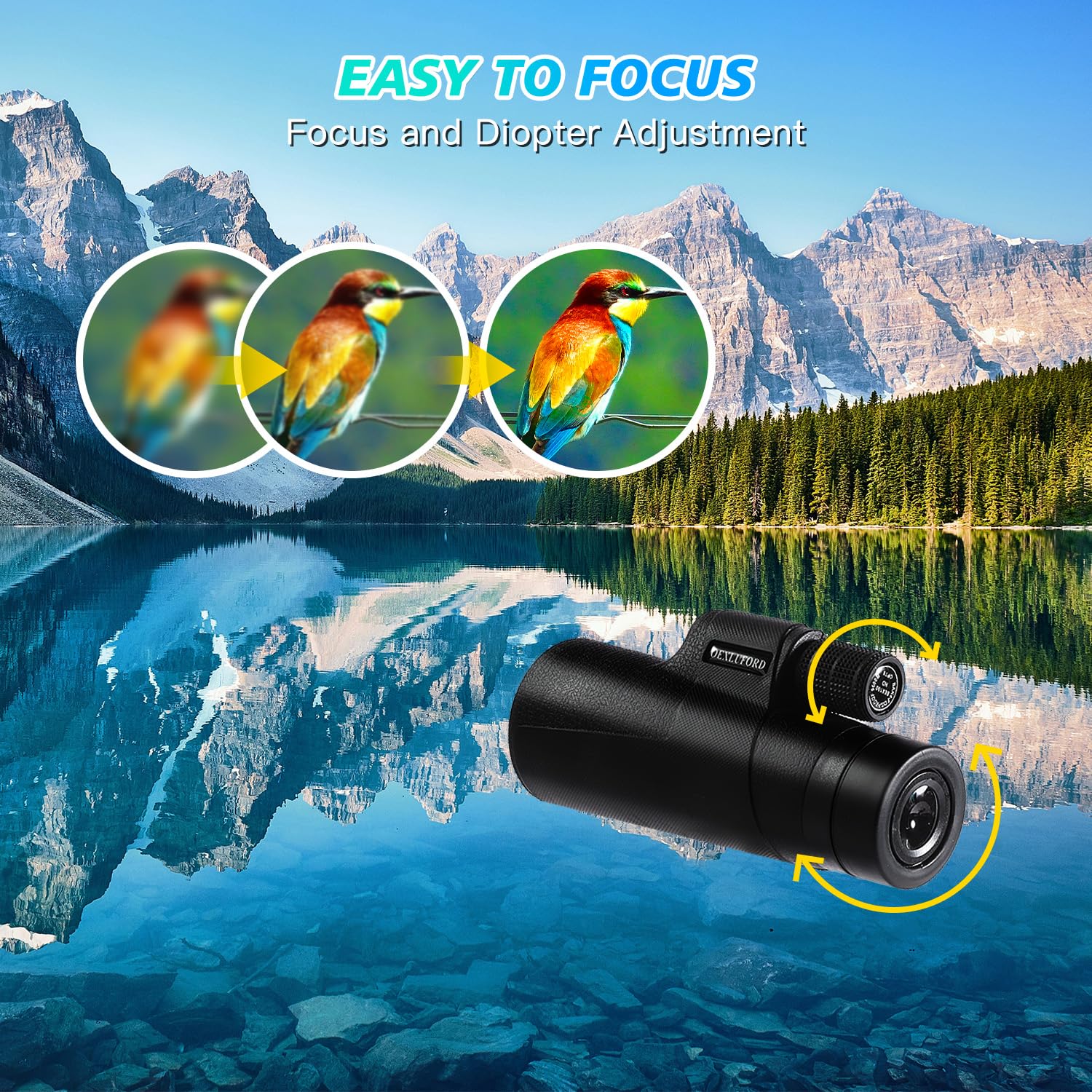 Oexluford 80X100 Monocular For Adults - Monocular Telescope High Definition With Smartphone Holder & Tripod, High Power Monoculars For Adults Watching Hunting Camping Hiking Travling With Zoom Focus
