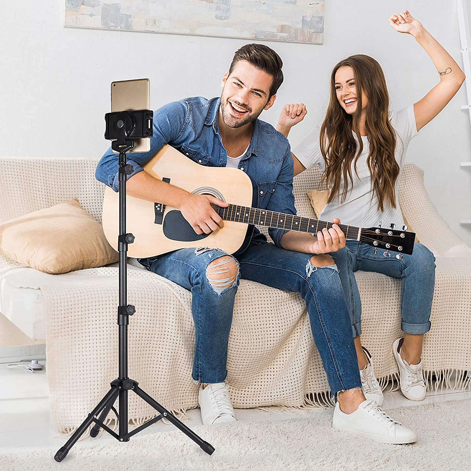 Hold Up Tabletop Tablet Holder Stand, Tablet Stand Floor Height Adjustable Tablet Tripod Stand Formost 7-10 Inches Tablets, Easy Carrying Bag
