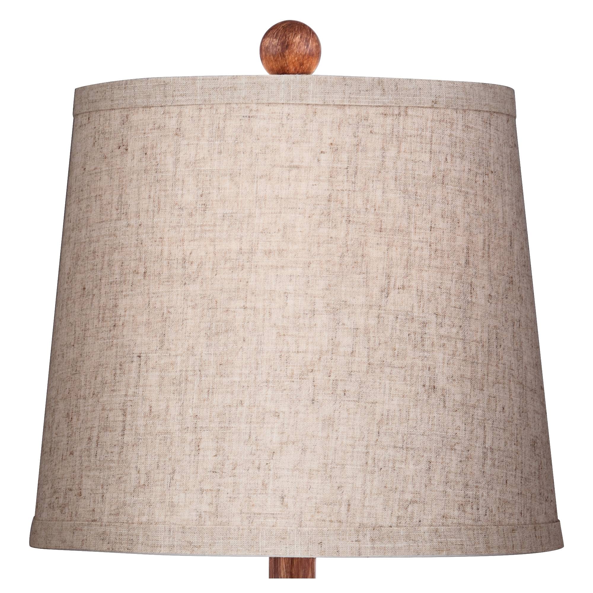 360 Lighting Fraiser Modern Accent Table Lamp 23 1/2" High Brown Faux Wood Tapered Column Oatmeal Drum Shade For Bedroom Living Room House Home Bedside Nightstand Office Entryway Kids Family