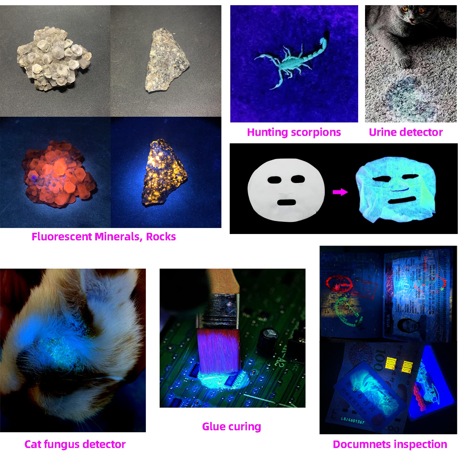 Innightool E-H6 Uv Flashlight 365Nm Led Black Light Professional Small Aa Ultraviolet Blacklight For Resin Curing, Minerals, Pet Urine, Scorpion Hunting