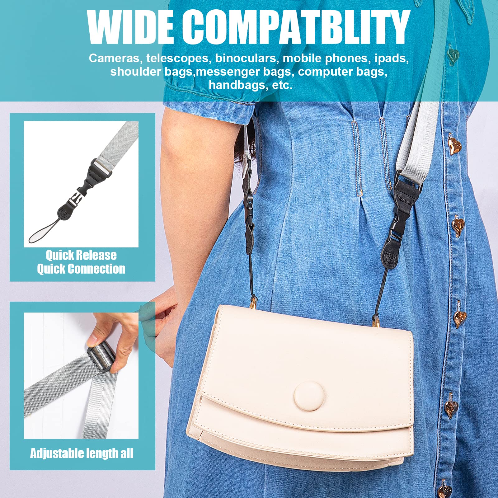 Qbily Ipad Shoulder Strap 3-Piece Set, Adjustable 32-60 In Tablet Shoulder Strap, Ipad Tablet Neck Strap For Ipad, Laptop, Binoculars, Camera & Tablet Etc - 3 Colors Green, Black, Grey