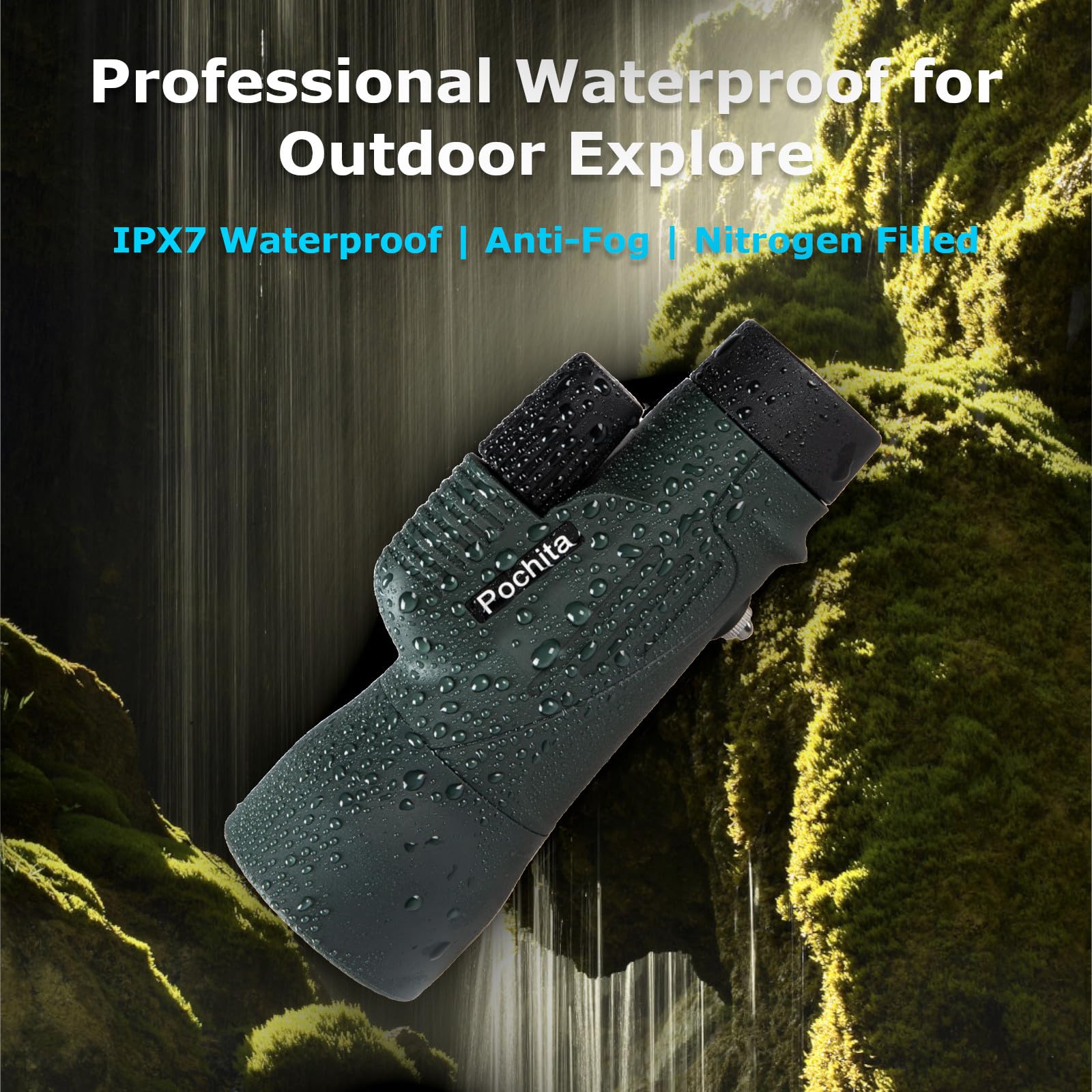 Pochita Global 12X50 Ed Monocular Telescope For Adults, High Powered Monocular With Bak4 Prism & Fmc Lens, Waterproof Handheld Telescope For Bird Watching, Hunting, Hiking, Travel