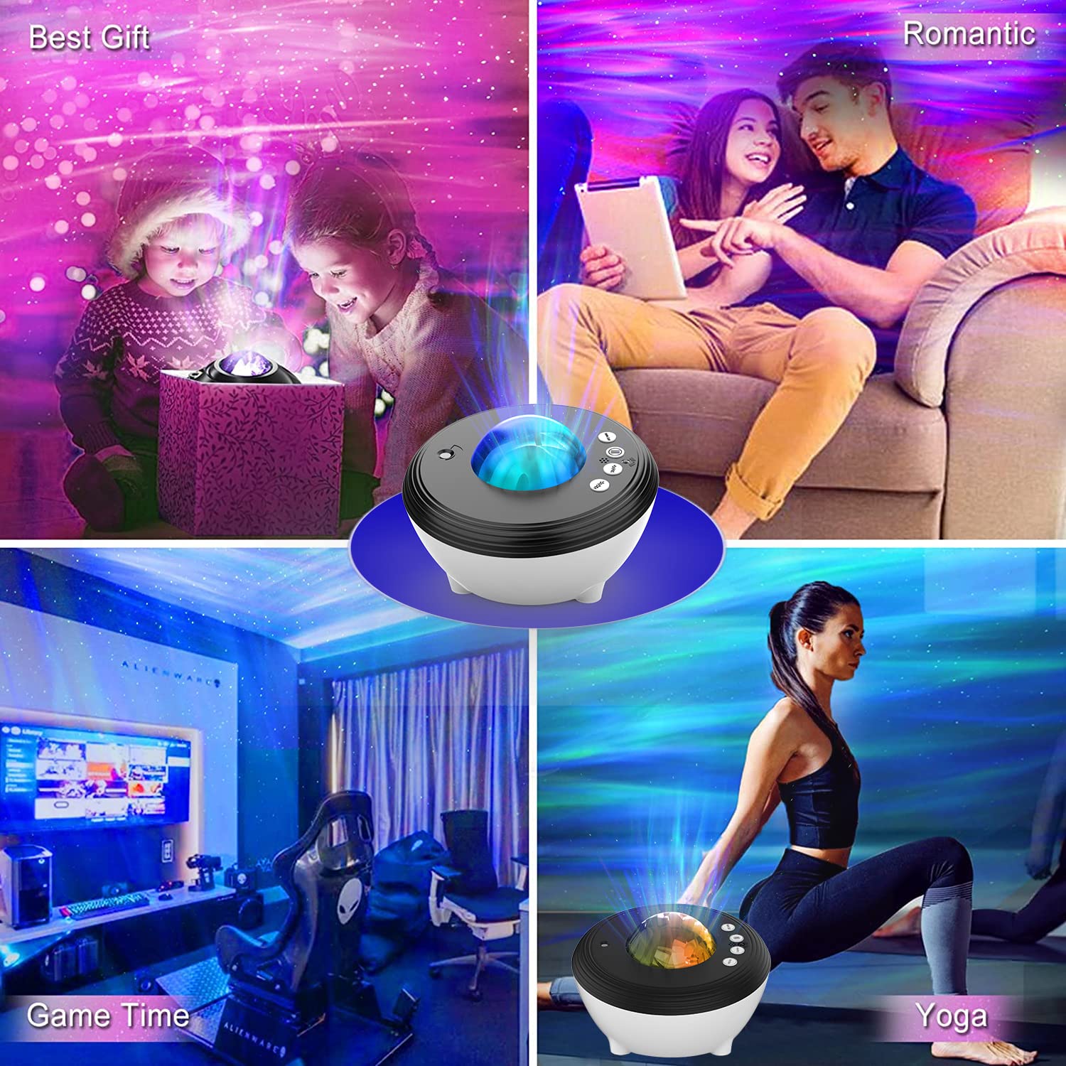 Syslux Star Galaxy Projector - Night Light With Music Speaker, White Noise, Alexa Compatible For Kids, Adults, Gaming Room, Home Theater Decorations