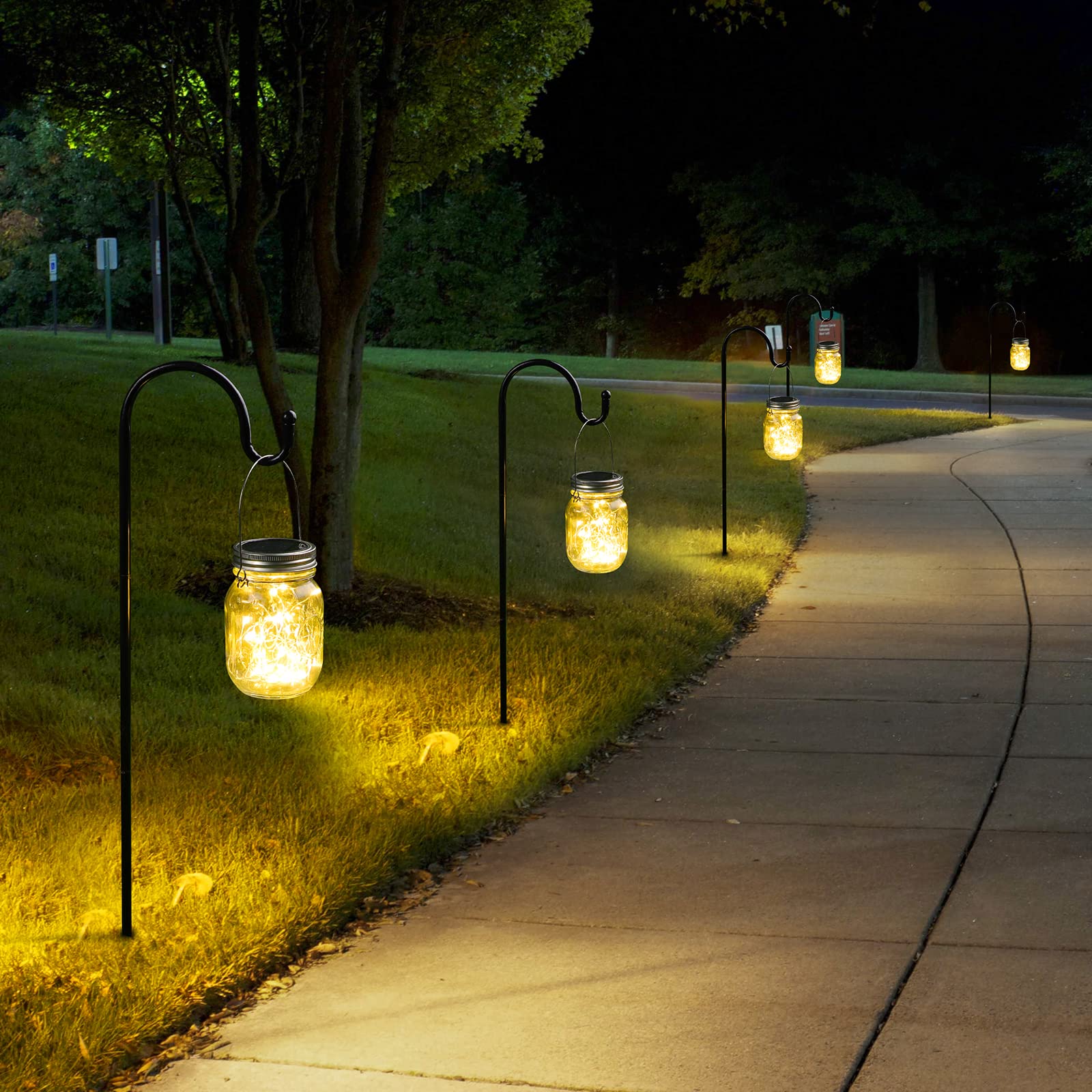 Mlambert Mason Jar Solar Lights 30 Leds, 6 Pack Hanging Solar Lights Outdoor, Waterproof Fairy Lights Solar Lanterns For Patio Garden, Warm White
