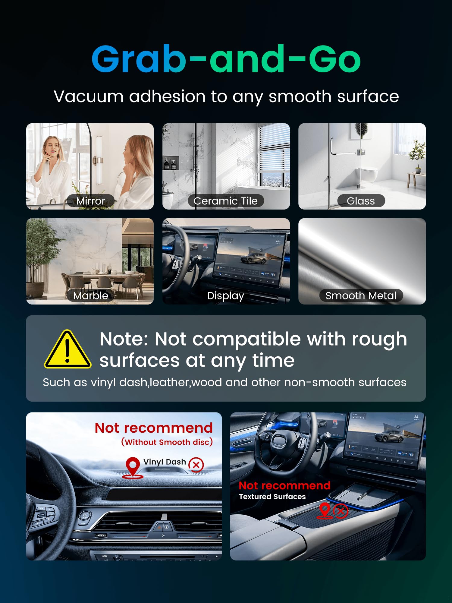Hohosb Vacuum Magnetic Phone Holder For Magsafe,Foldable Metal Suction Cup Phone Mount,360° Rotatable Phone Mount For All Smartphones & All Car Models-Silver