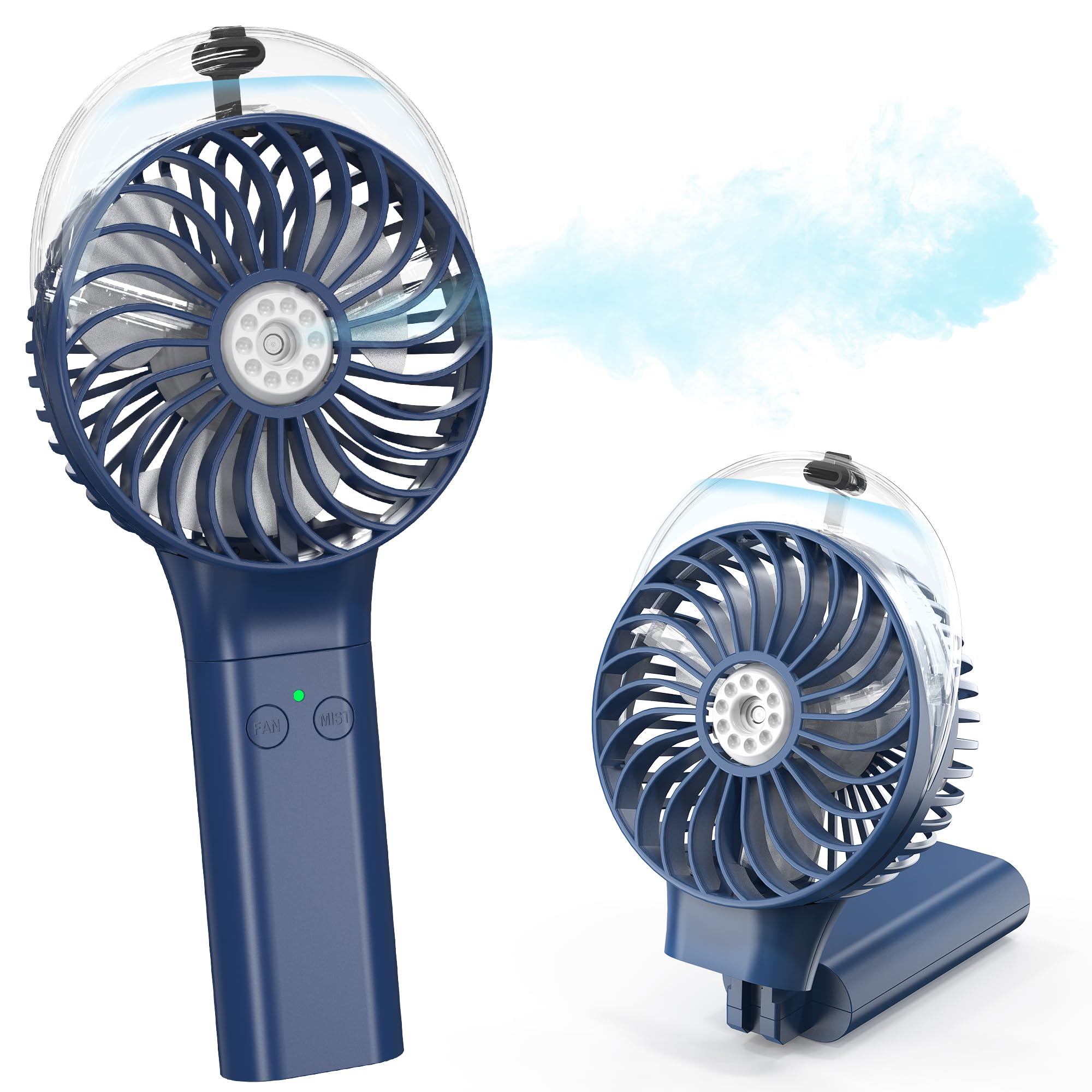 Comlife Portable Handheld Misting Fan, 3000Mah Rechargeable - Up To 10H Cooling & 1H Misting - Koospark