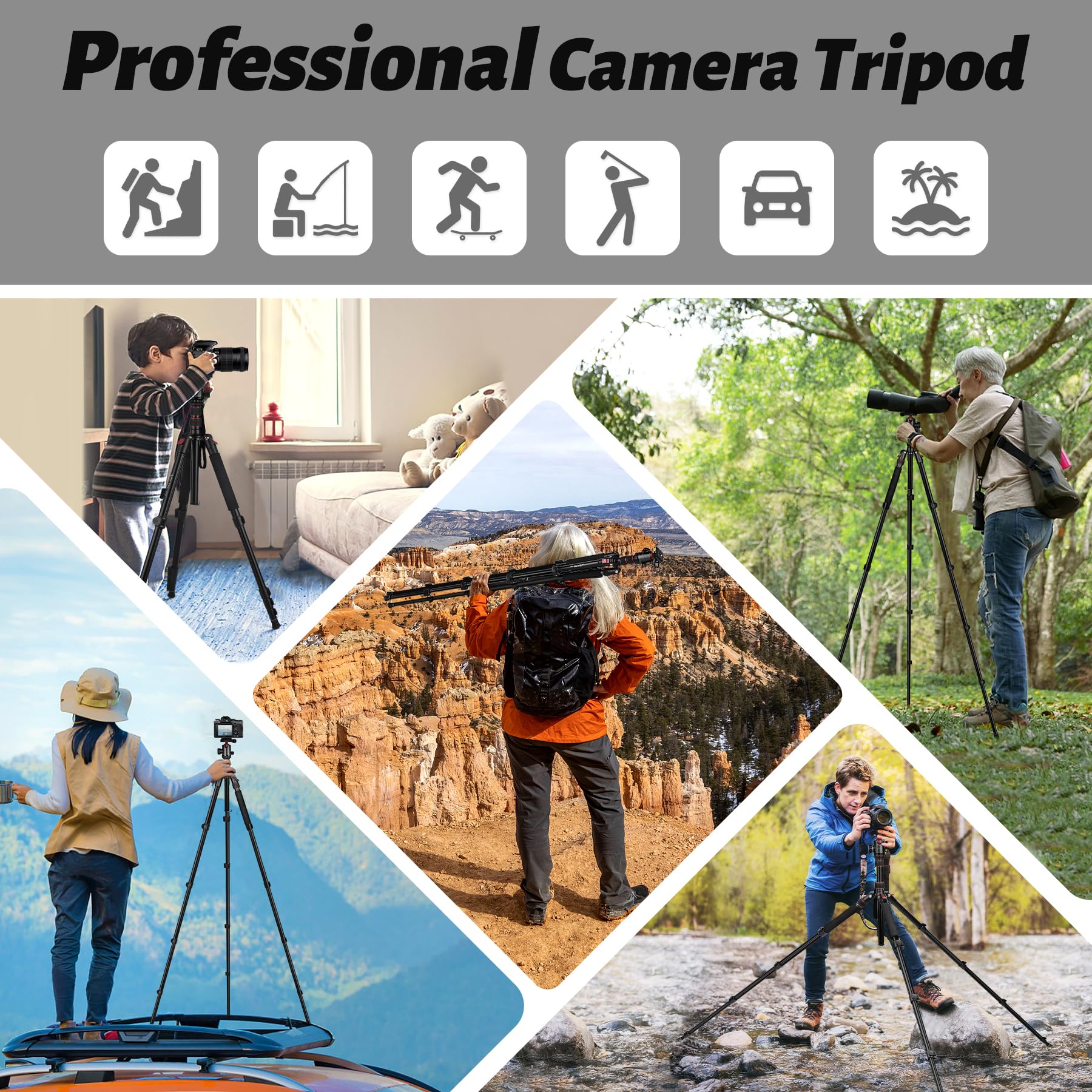 Joilcan Tripod For Camera, 81" Aluminum Camera Tripod Monopod For Dslr, Heavy Duty Travel Tripods For Spotting Scope Binoculars Laser Level, Payload 35Lb