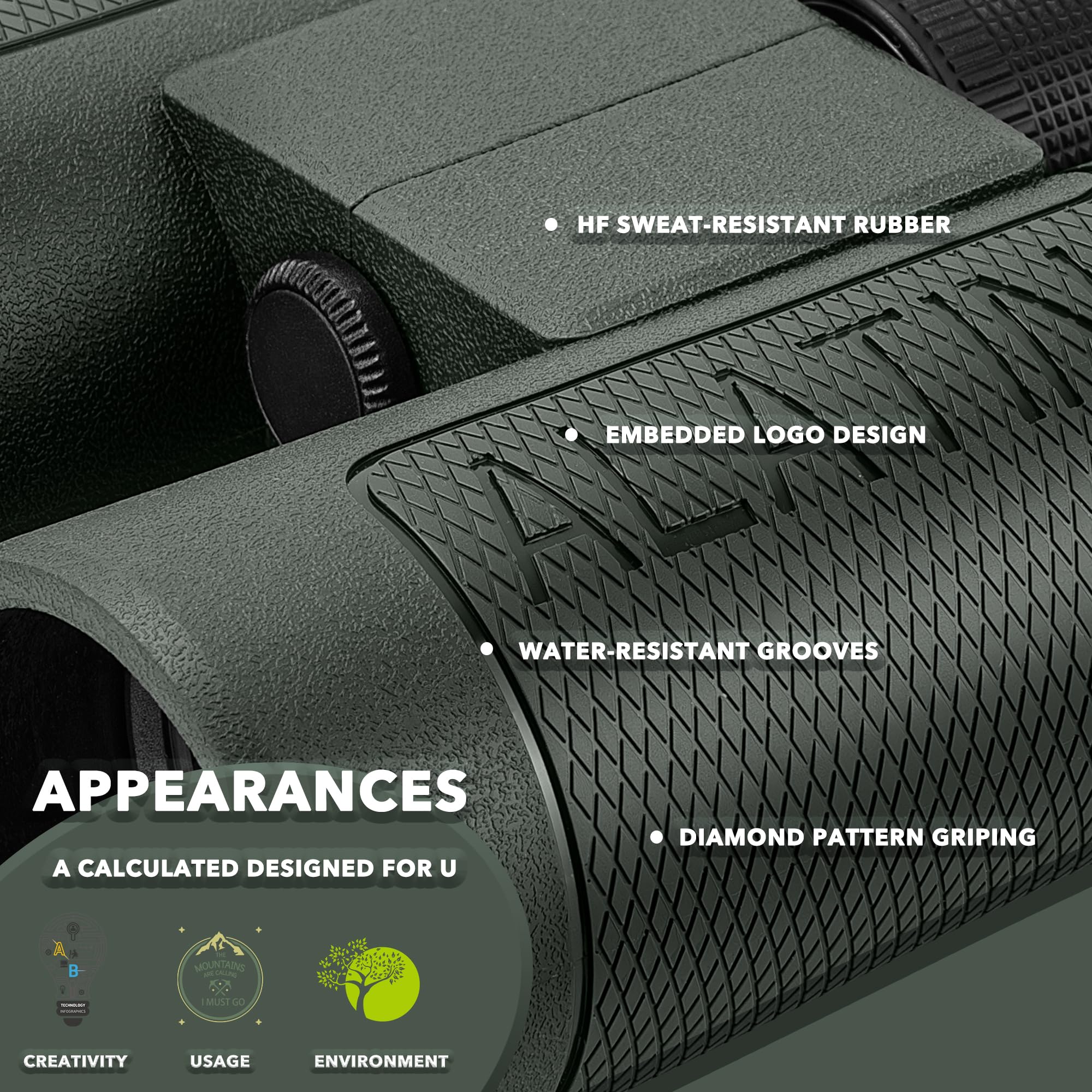Alatino 12X42 High Powered Binoculars With Harness, Optical Solution Features Bak-4 Prisms & Fmc Lens For Bird Watching, Hunting, Extended Travel And Cruise (Green)