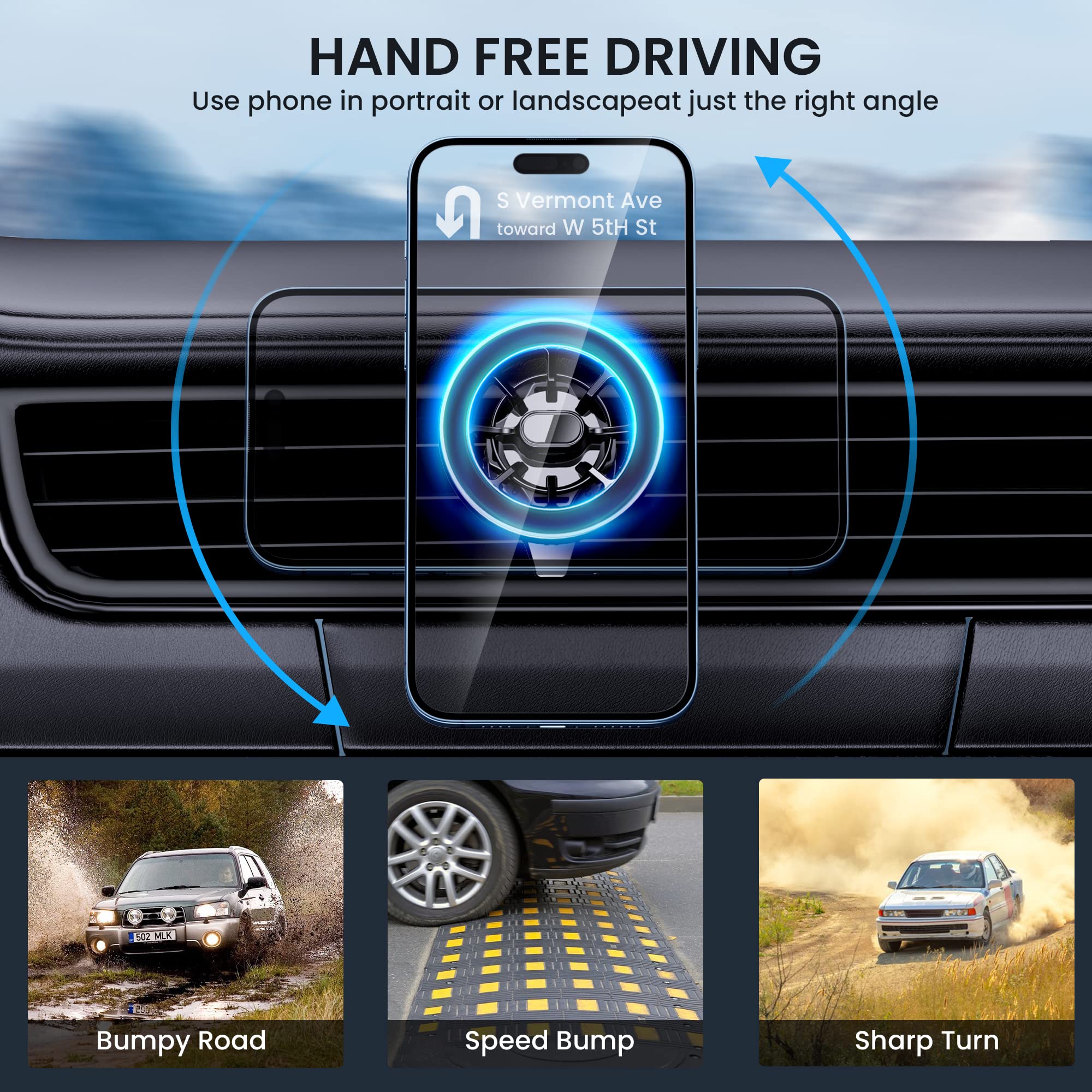Pgu For Magsafe Car Mount, [Strongest Magnets][Unlimited Angles] Magnetic Phone Holder For Car Vent Cell Phone Holder Car Mount For Iphone 12/13 /14 Pro Max Mini Magsafe Case All Phones