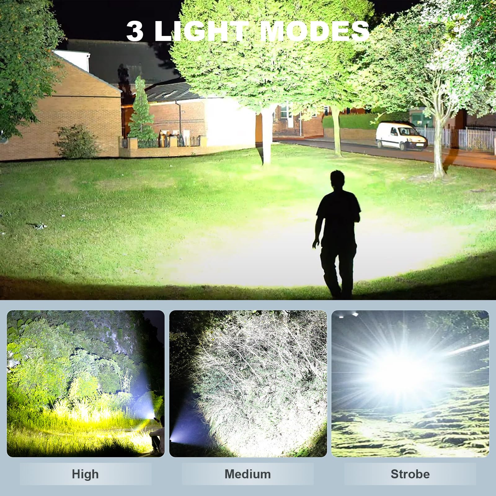 Befamali Rechargeable Led Flashlights High Lumen: 990,000 Lumens Super Bright Tactical Flashlight With 3 Modes & Ipx7 Waterproof, Handheld Powerful Flash Light For Home Camping(2 Packs)
