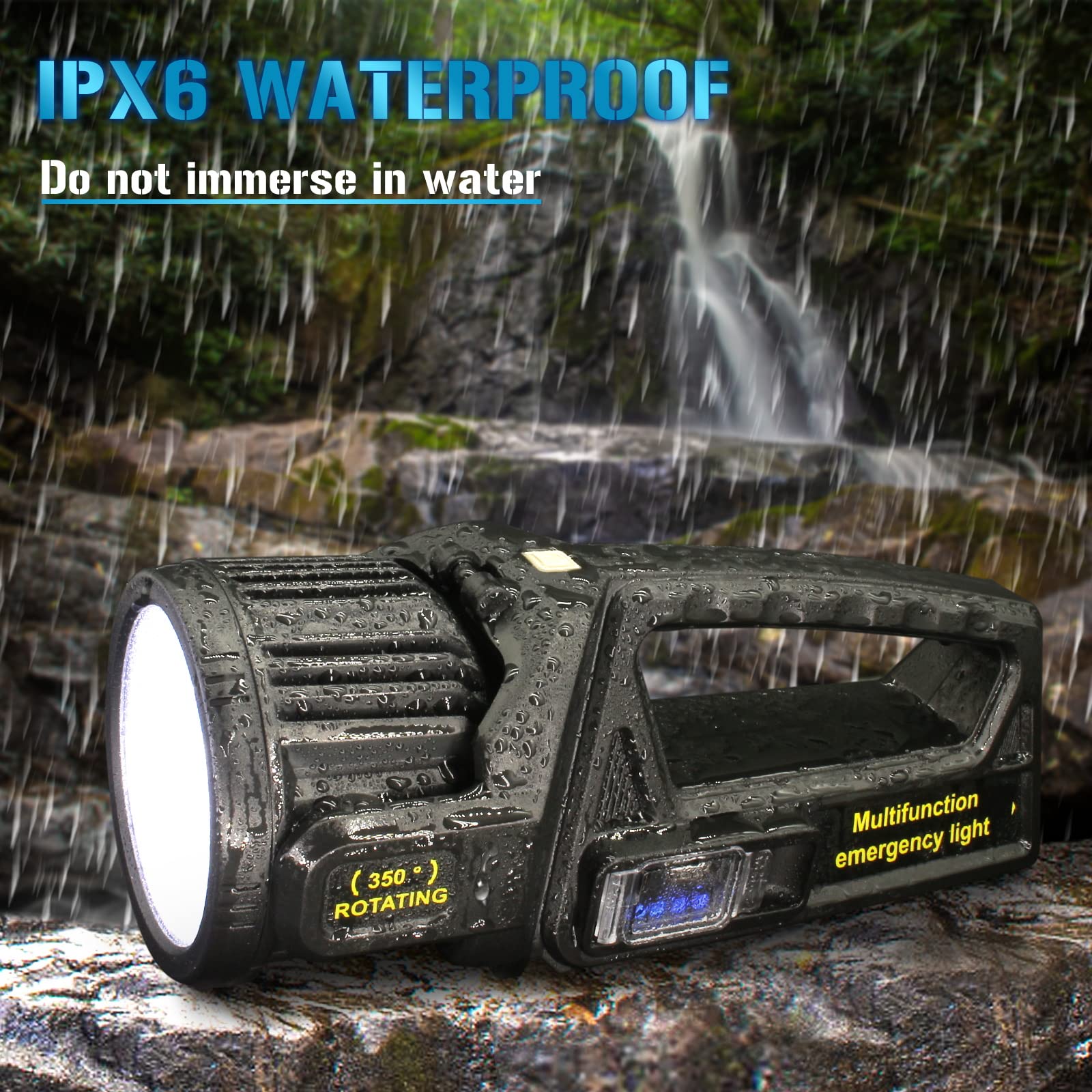 Jsknb 3000000 Lumens Spotlight, 9 Modes Rechargeable Led Spotlight Flashlight With 350° Rotate Head, Super Bright Spot Lights Outdoor Handheld, Waterproof Solar Flashlight For Emergencies, Xx-Large
