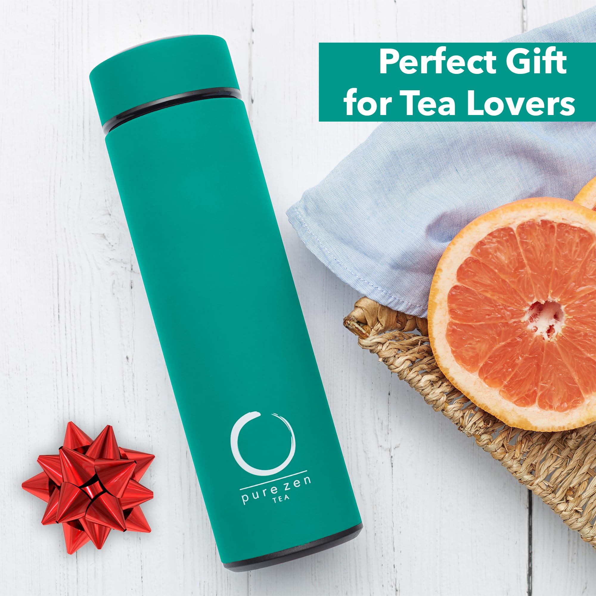 Pure Zen Tea Thermos With Infuser For Hot And Cold Infusions - Stainless Steel - Tea Infuser Bottle