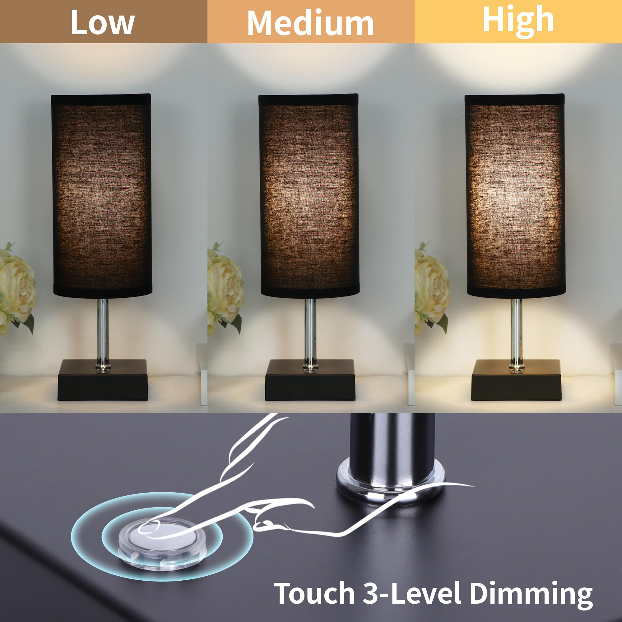 Avv Cordless Table Lamp, Battery Operated Lamp For Night Stand, 3 Modes Battery Powered Wireless Table Lamp, Touch Control Rechargeable Lamp For Bedroom, Living Room, Reading Room, 12 Inch Black