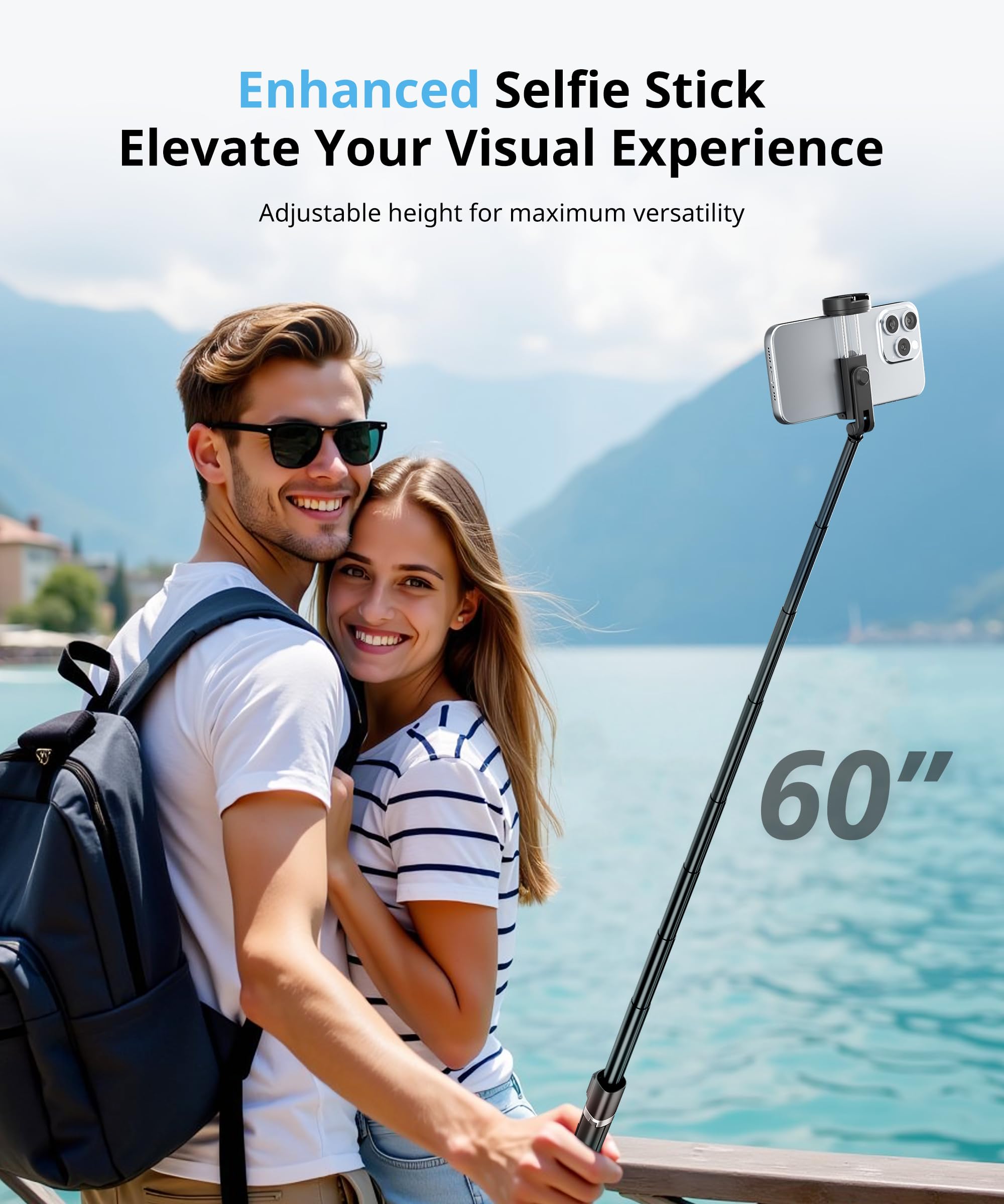 Fuloview 60'' Selfie Stick Tripod,Tripod For Iphone Wireless Remote For Selfies,Group Photograph,Video Recording. Phone Stand Compatible With Iphone Android Phone,Camera