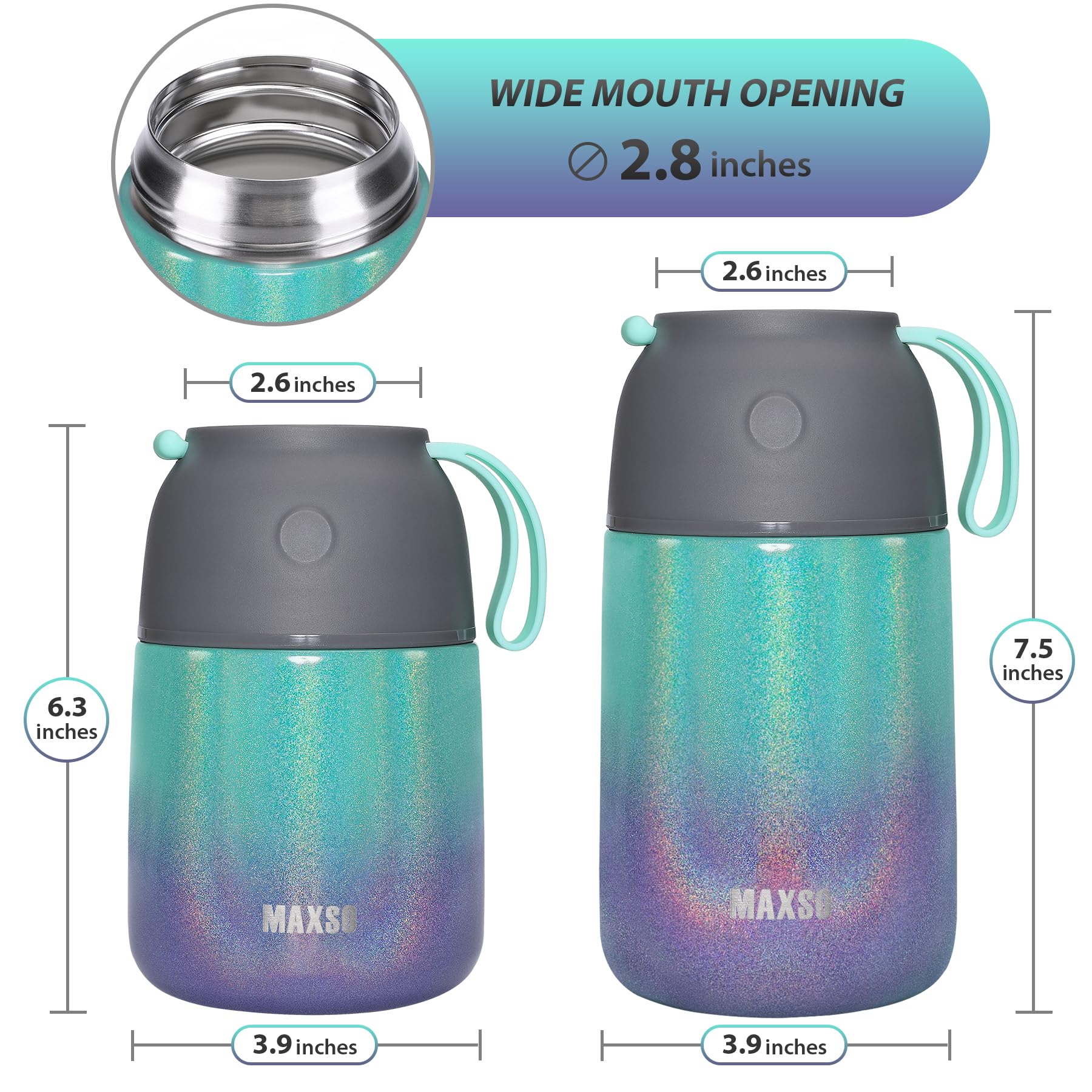 Insulated Thermo Food Jar For Hot & Cold Food For Kids Adult, 17 & 24 Oz Soup