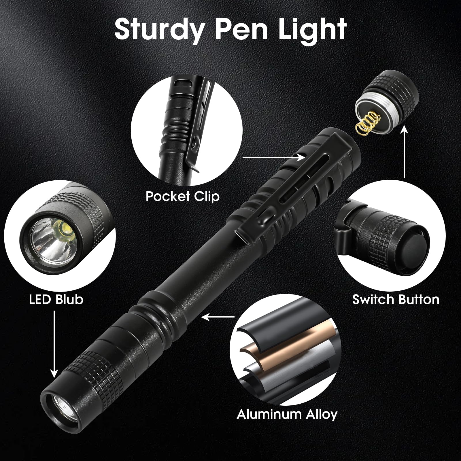 Cussity Pen Light Flashlight 2Pcs, Led Small Mini Pen Lights For Home, Emergency, Handheld Pocket Flashlights With Clip For Outdoor,Camping, Ipx4 Waterproof Inspection Pen Flashlights