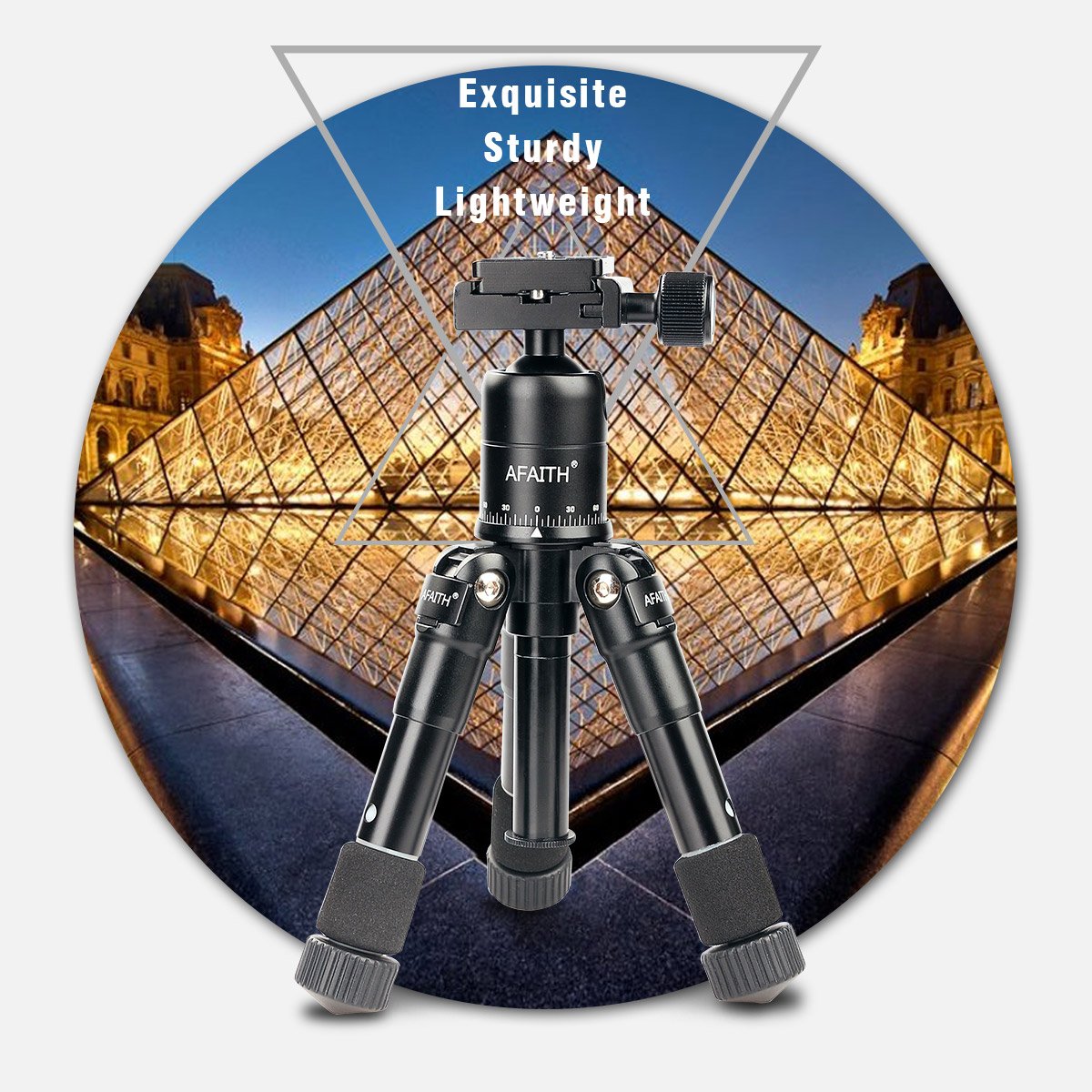 Afaith 20 Inches Portable Tabletop Camera Tripod, Mini Desktop Compact Tripod With Ballhead & 1/4 Inches Quick Release Plate For Dslr Camera