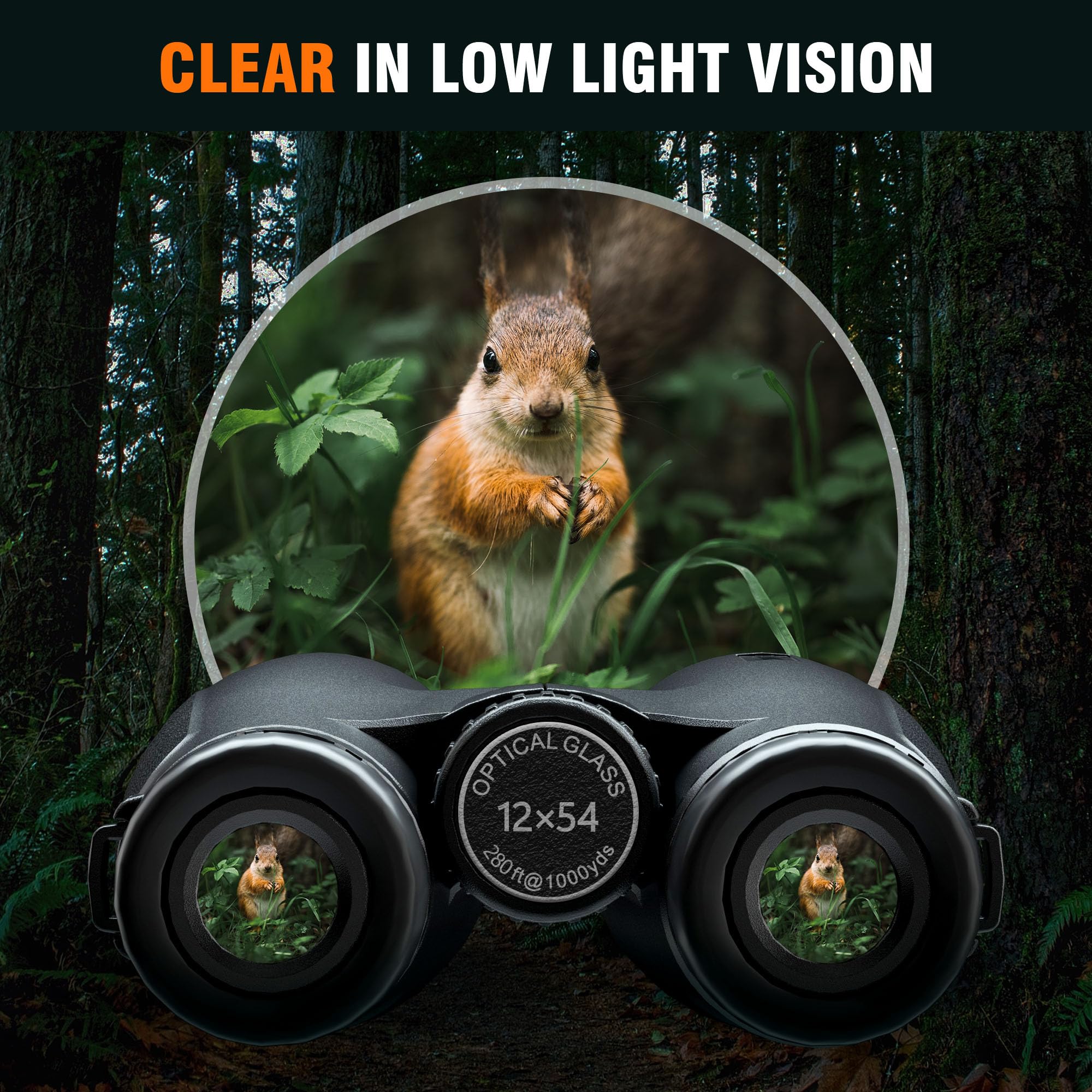 Adorrgon 12X54 Hd Binoculars For Adults High Powered - Large View Bak4 Prism Binoculars With Clear Low Light Vision - Lightweight Waterproof Binocular For Bird Watching Cruise Travel Hiking Concert Stargazing