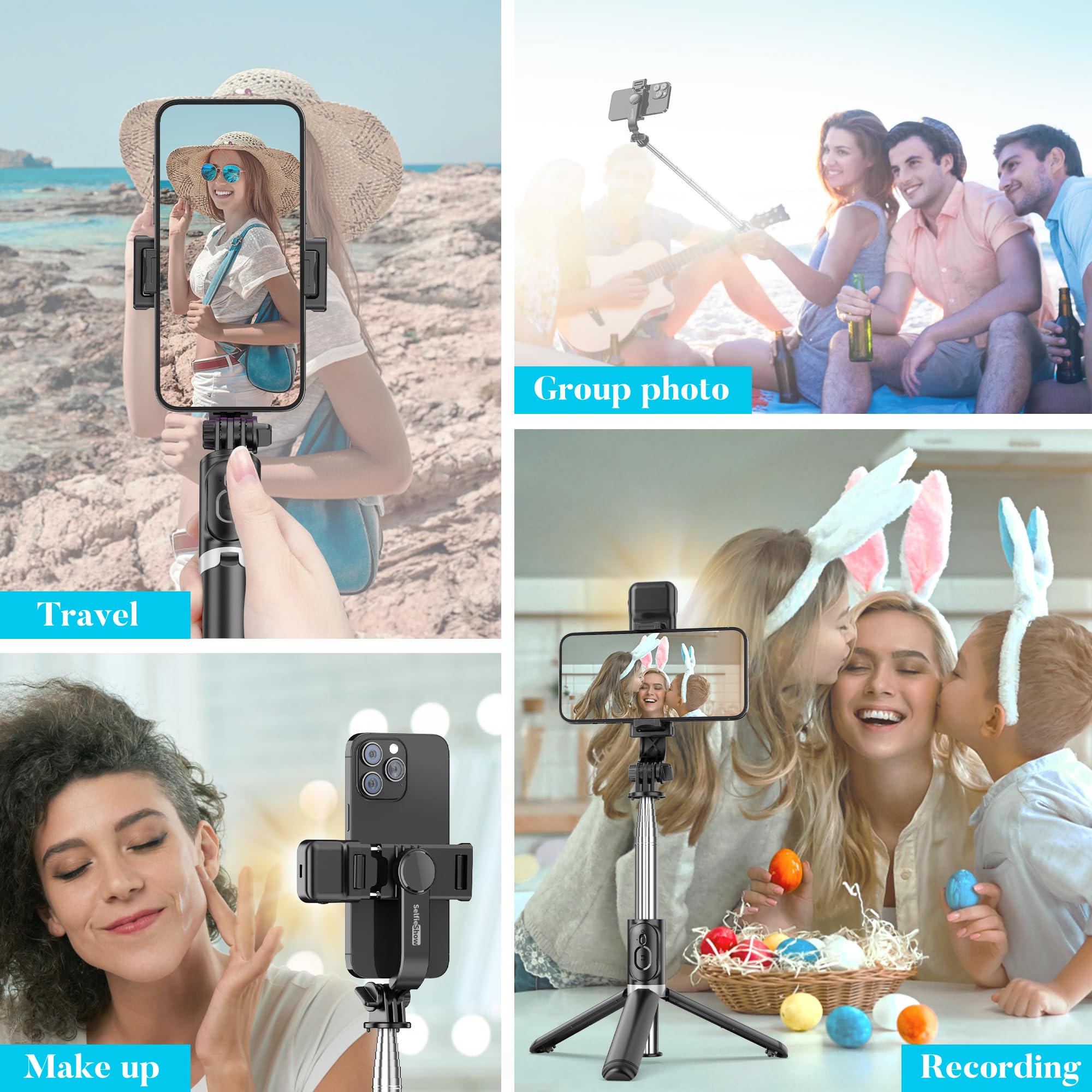 Selfieshow Portable 41 Inch Selfie Stick Phone Tripod With Wireless Remote Extendable Tripod Stand 360 Rotation Compatible With Iphone 14 13 12 11 Pro Xs Max Xr X 8 7 6 Plus, Android Samsung Smartphone