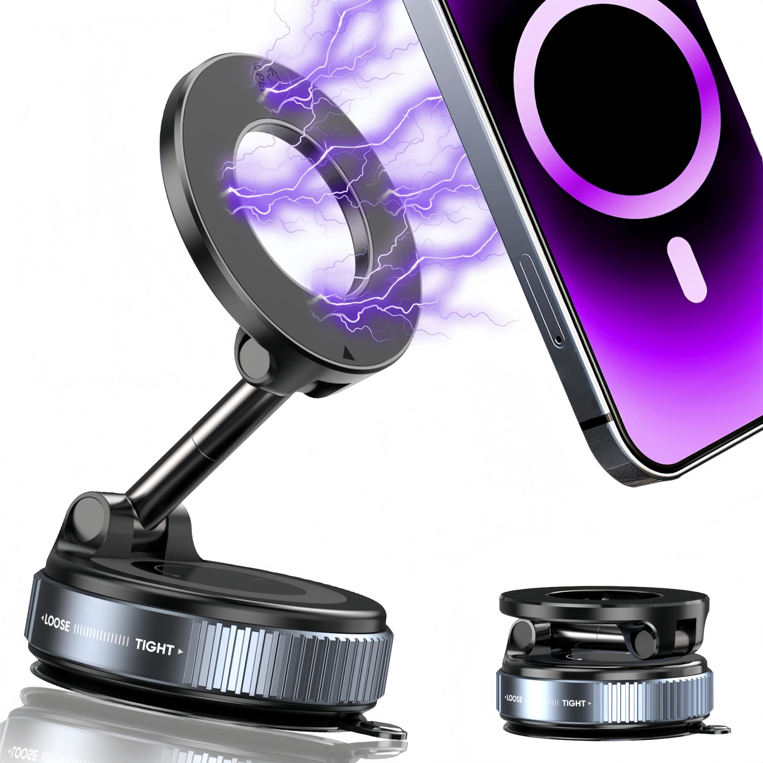 Snanlen  360° Vacuum Magnetic Phone Holder, Magnetic Car Phone Mount, Hands- Suction Cup Phone Holder For Car/Gym/Mirror/Shower, Car Mount Compatible With Iphone 16 Pro Max/Android