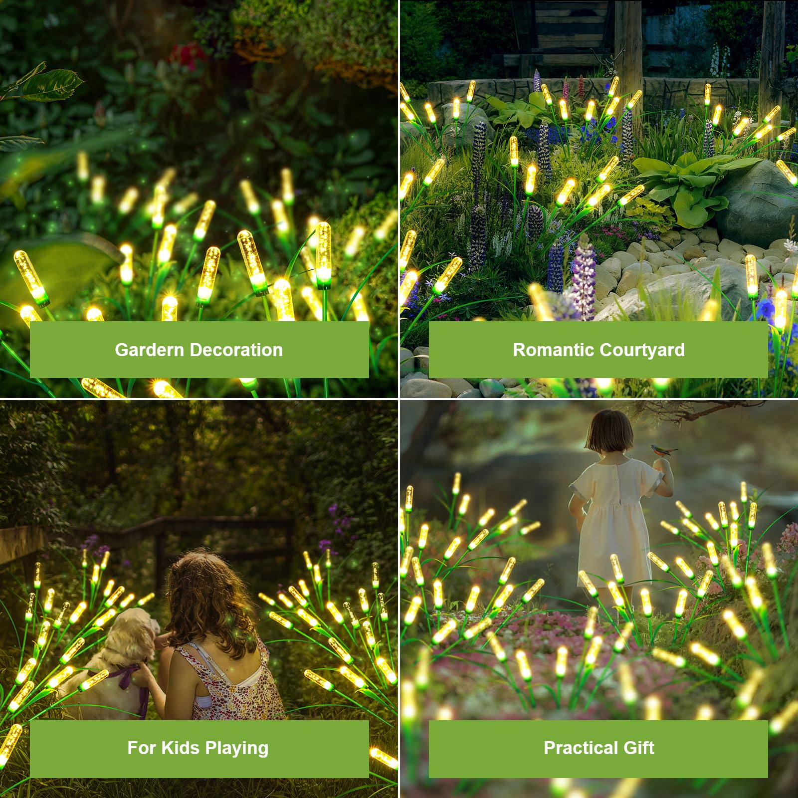 Sunlar Solar Outdoor Garden Lights,Led Solar Reed Swaying Lights For Garden Patio Yard Pathway Walkway Wedding Party Christmas Landscape Lighting (2 Pack)