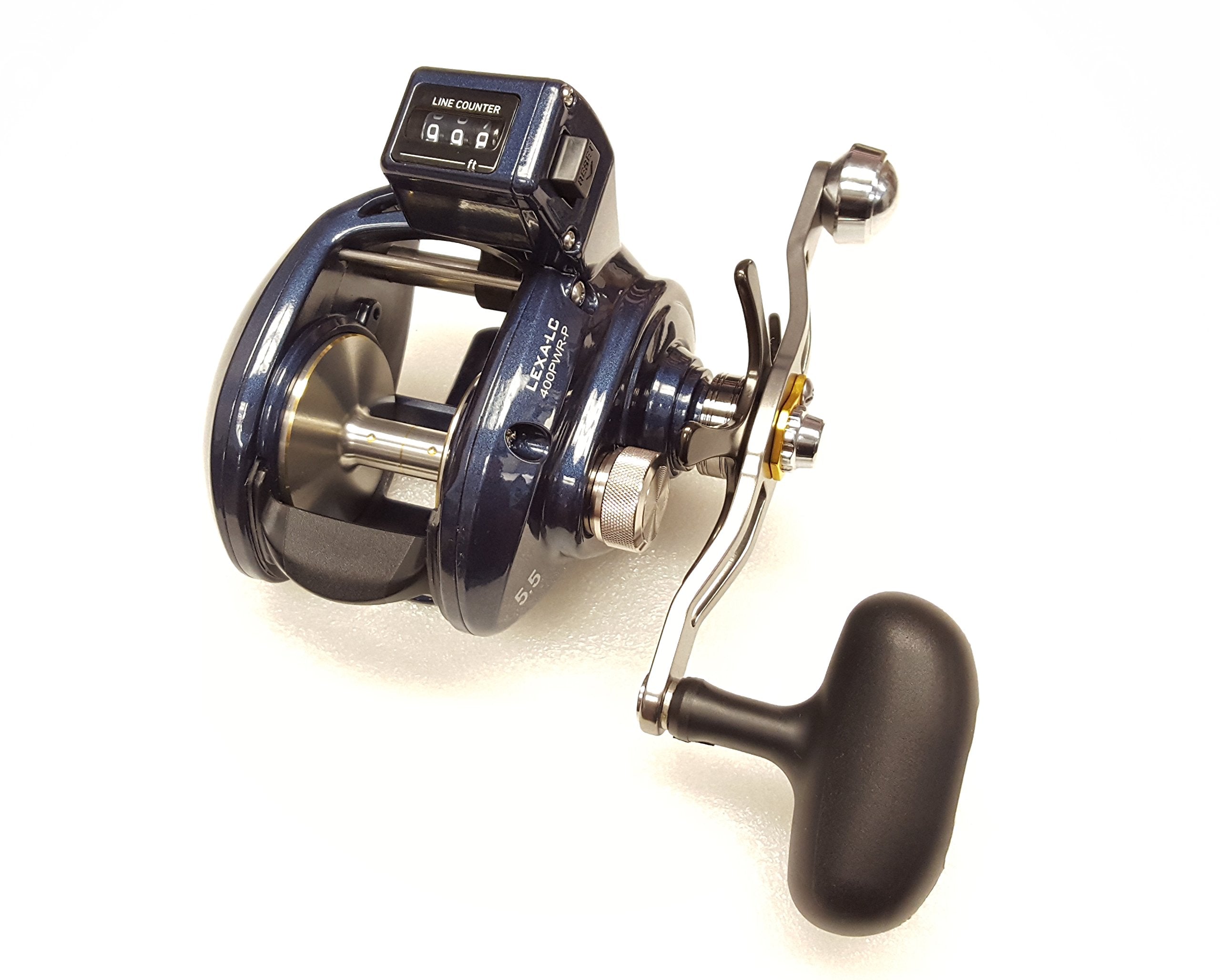 Daiwa Lexa-Lc 5.5:1 Line Counter Right Hand Baitcast Fishing Reel W/ Power Handle - Lexa-Lc400Pwr-P