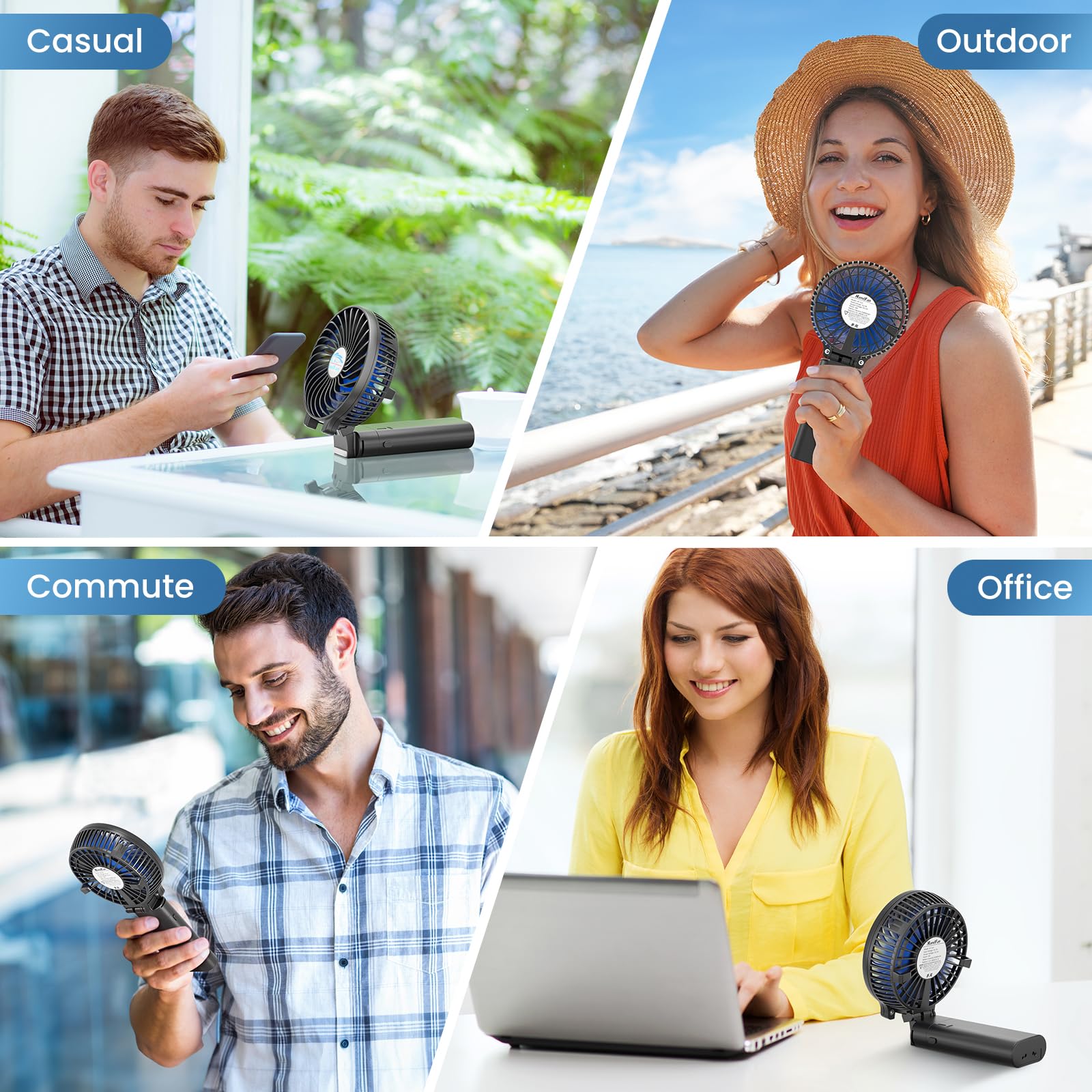 Handfan Portable Fan Handheld With Power Bank, 2 In 1 Hand Held Fan, 5200Mah Rechargeable