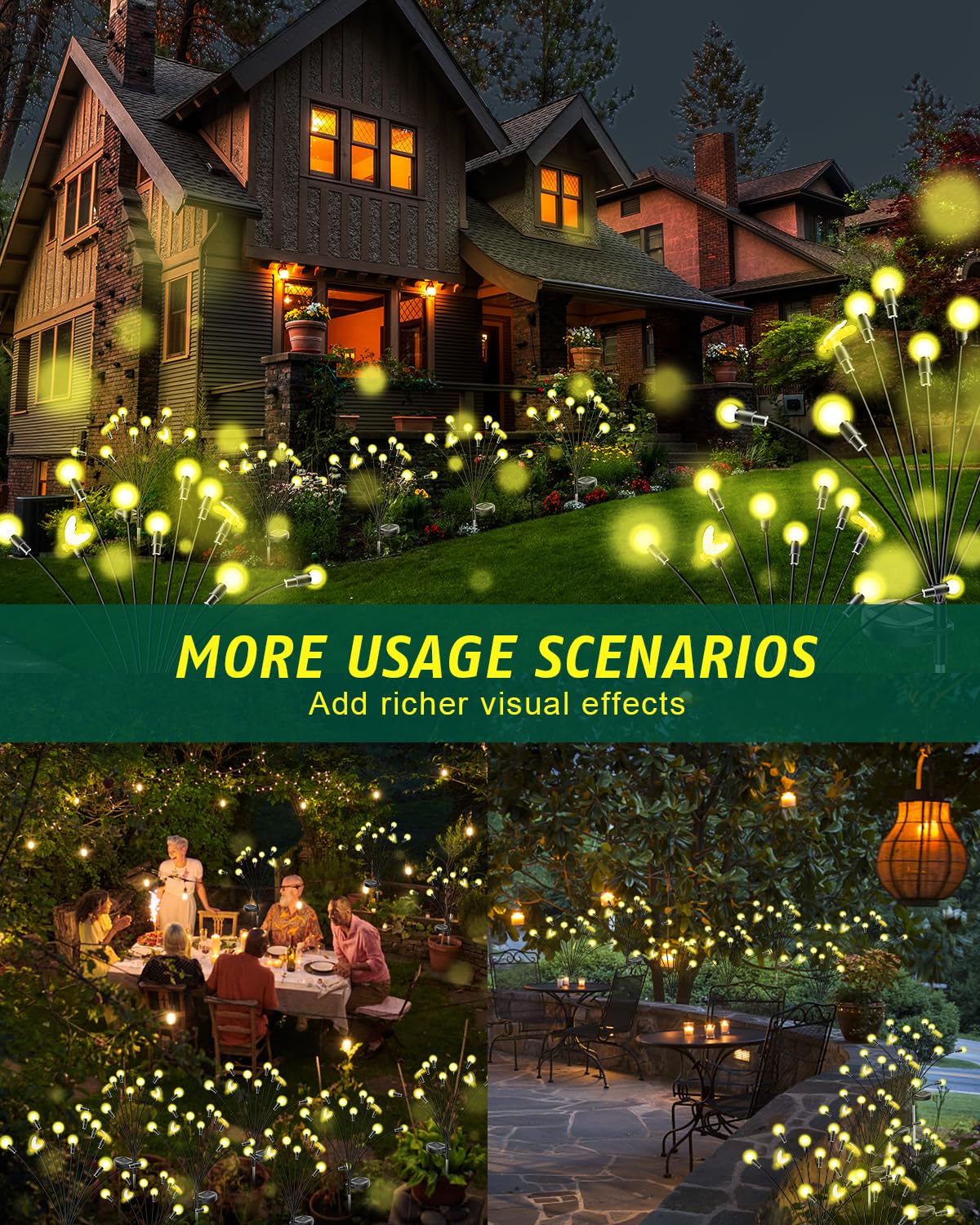 Azbestpro Solar Garden Lights  40 Led Firefly Lights Solar Outdoor Sway By Wind For Patio Pathway Decoration 2+8 Warm White (Bees 4 Pack)…