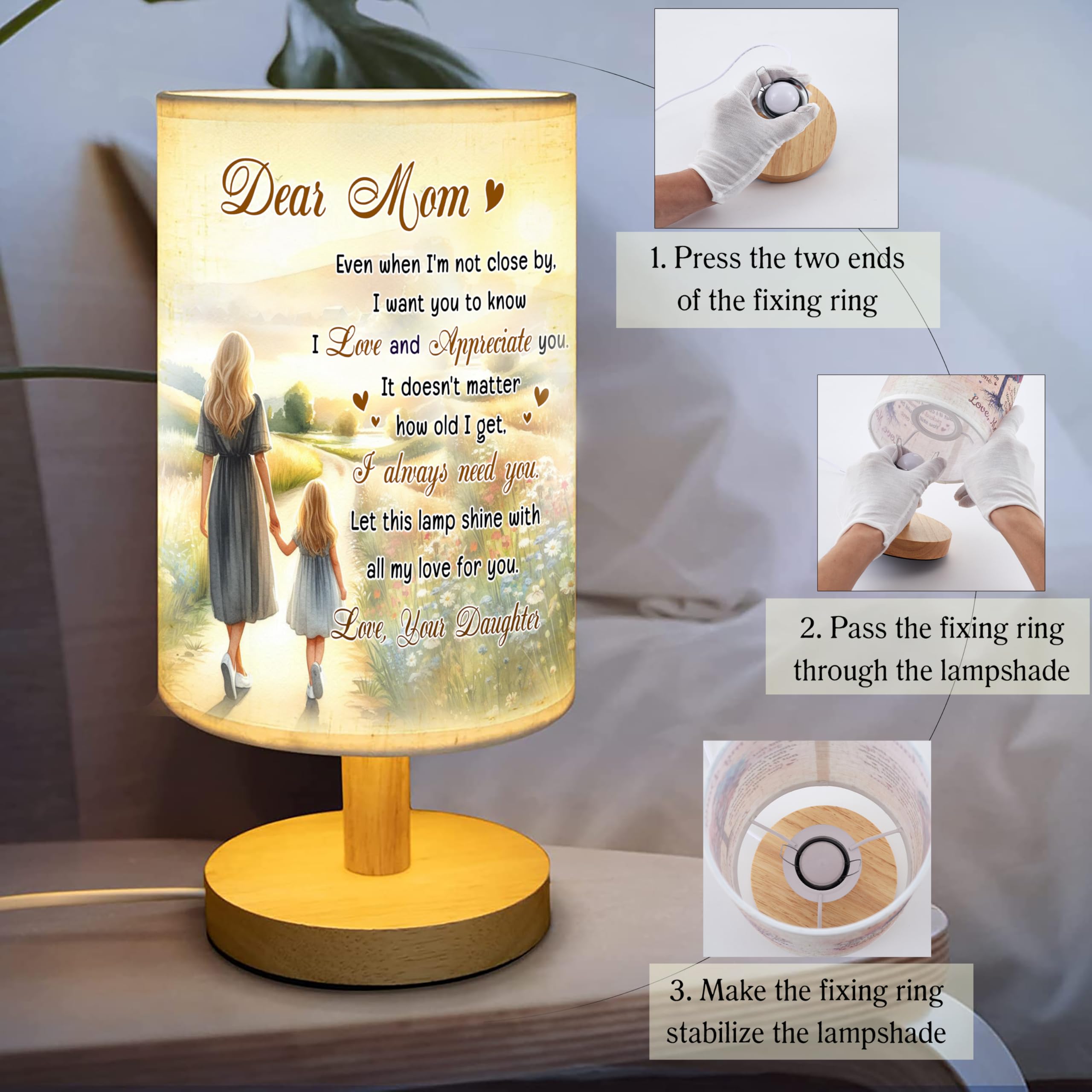 Myfihu Mom Table Lamp Mother'S Day For Mom From Daughter, Mother Daughter Lamp Tnt12