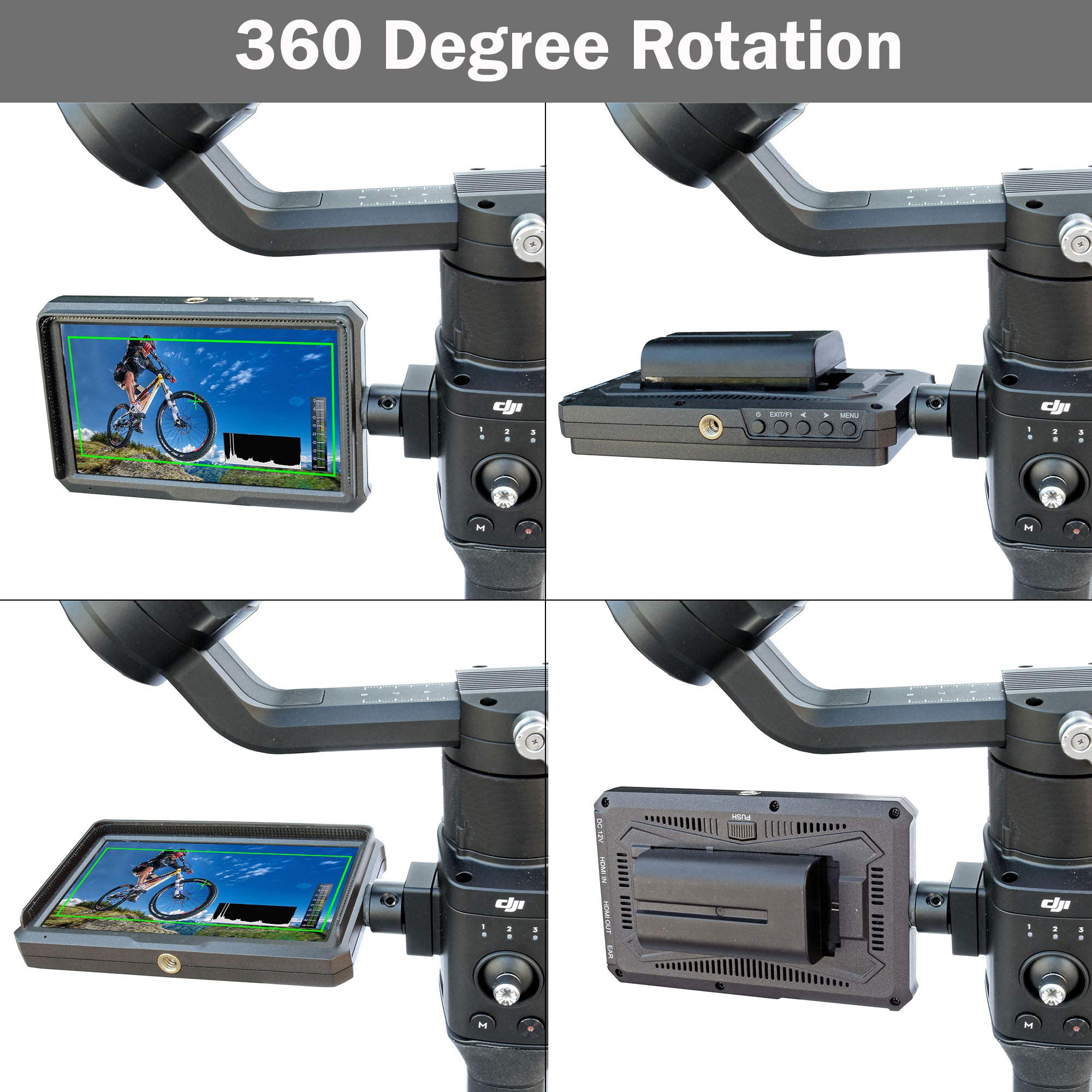 Gyrovu Monitor Mount For Dji Ronin-S With 360 Degree Swivel Mechanism