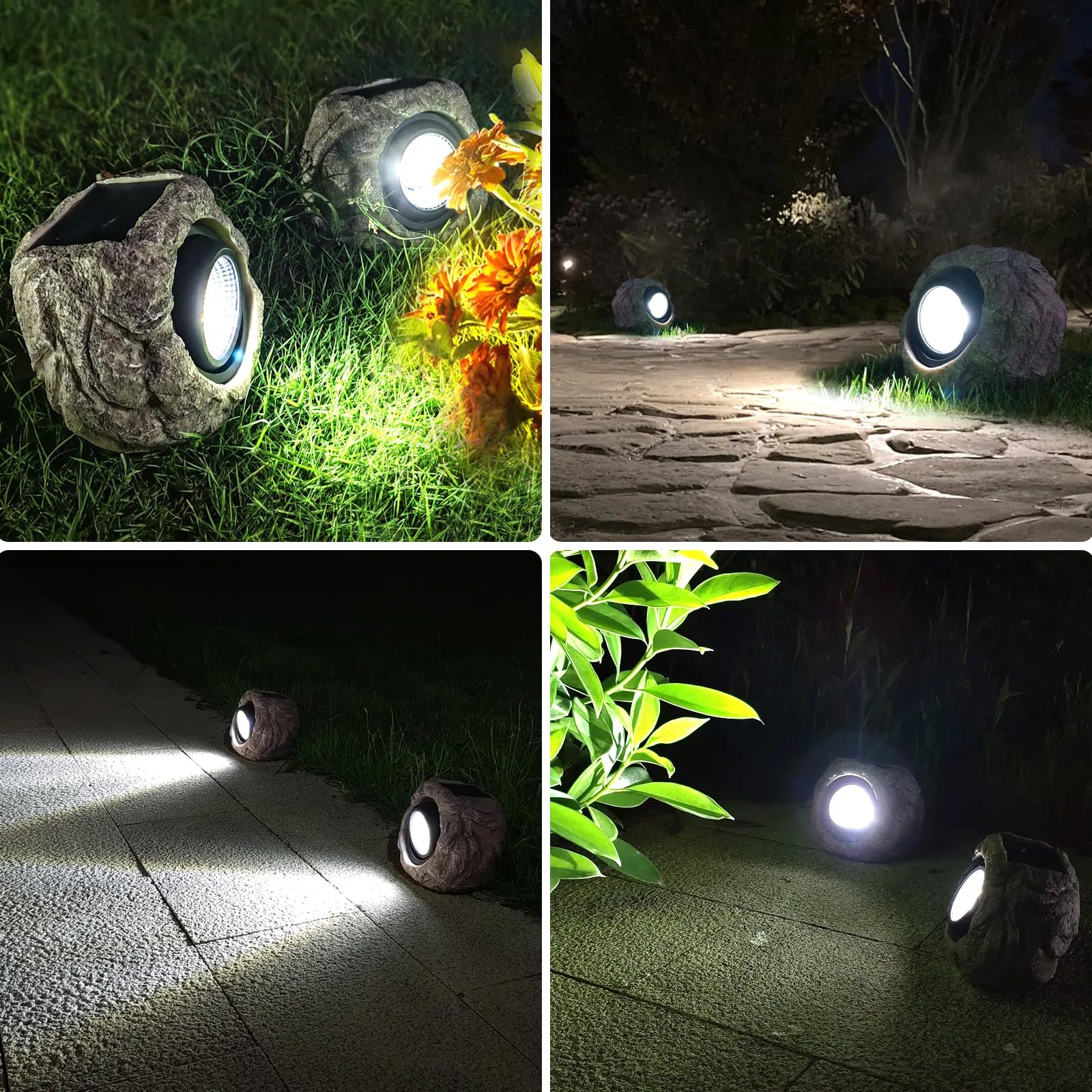 Hqian Sat Solar Garden Lights Outdoor Super Bright Solar Rock Spot Ligths Outdoor 2 Pack Led Landscape Lighting For Pathway Lawn Patio Porch Yard Walkway